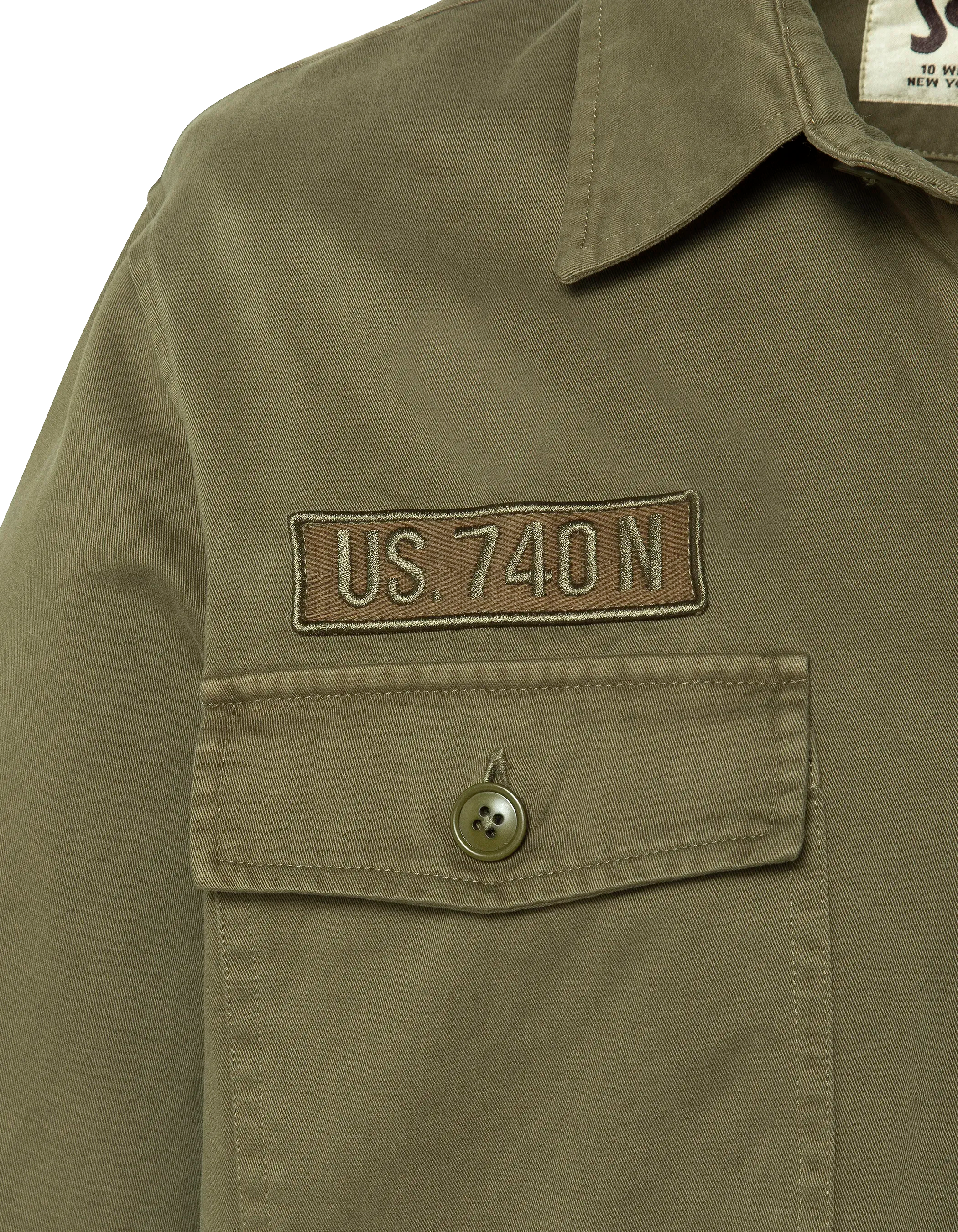 Surchemise army kaki en coton lavé-4