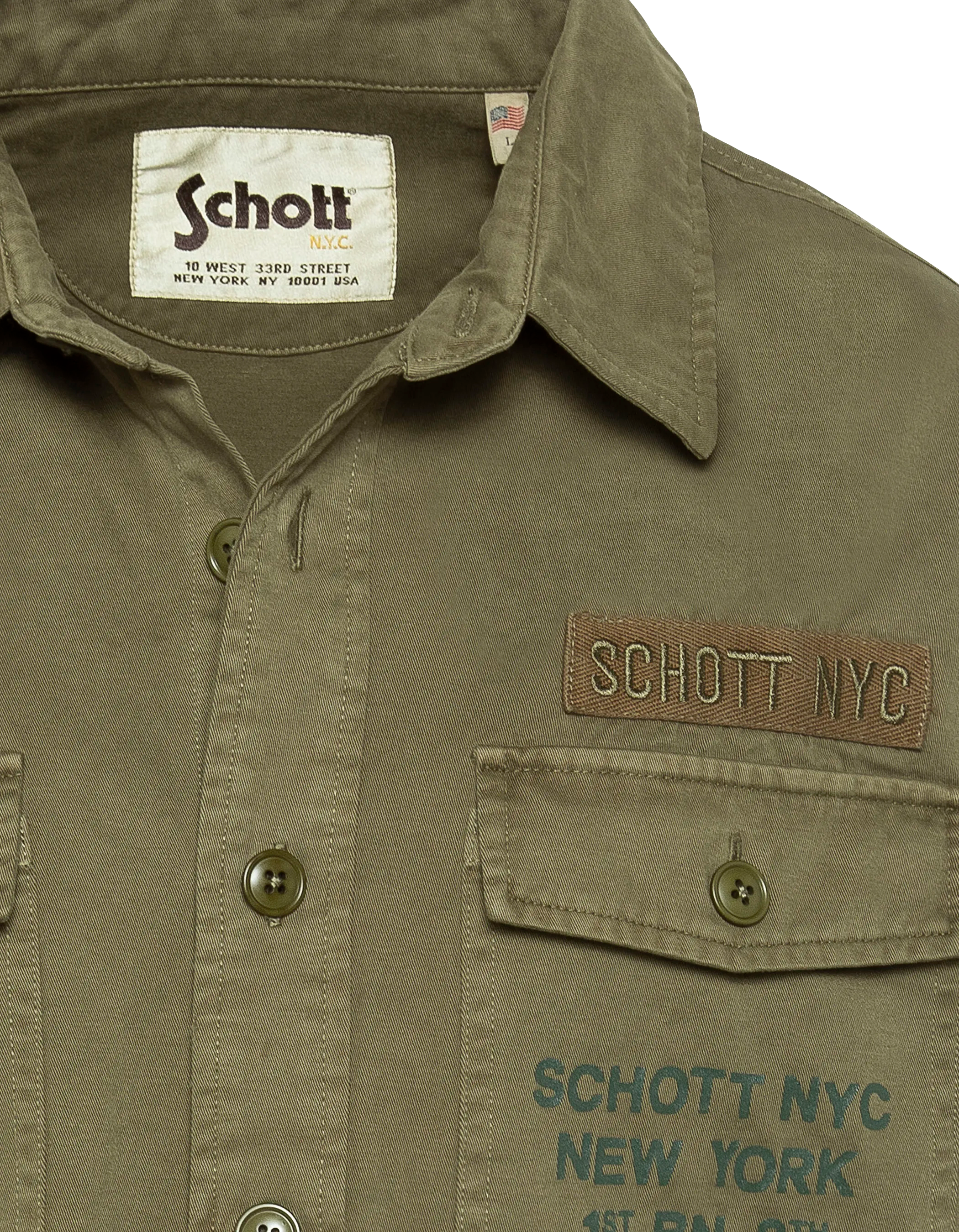 Surchemise army kaki en coton lavé-5