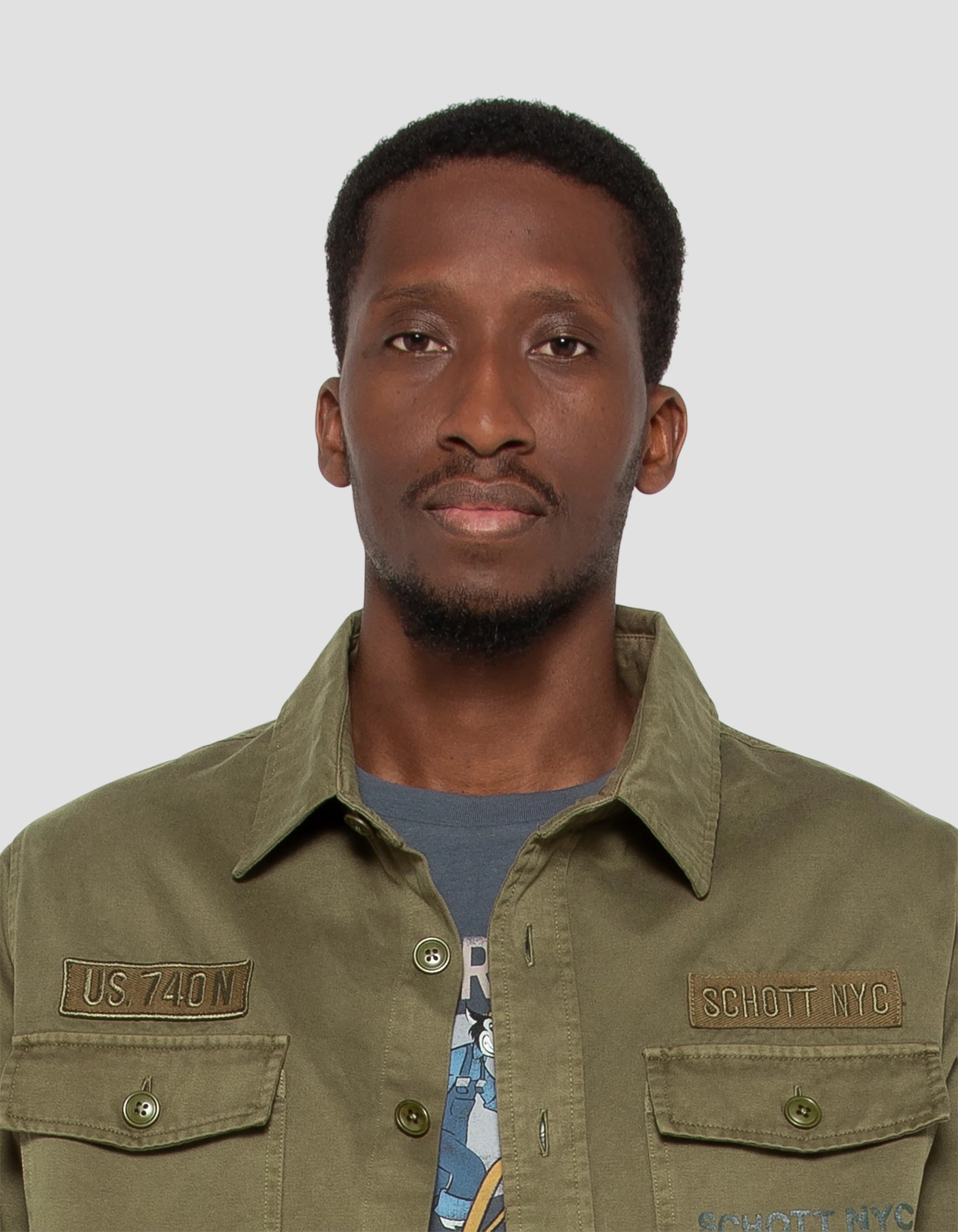 Overshirt militare kaki in cotone lavato-4