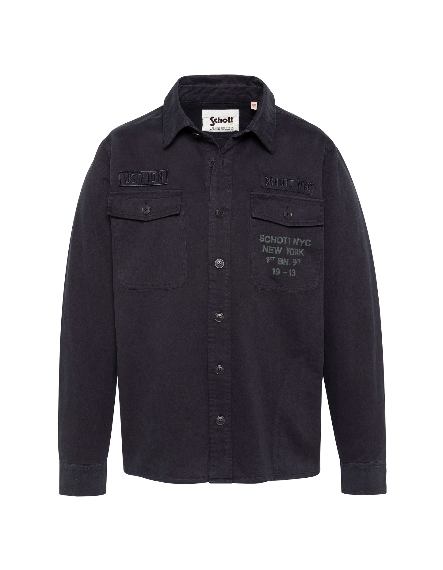 Marineblaues Army-Overshirt aus gewaschener Baumwolle