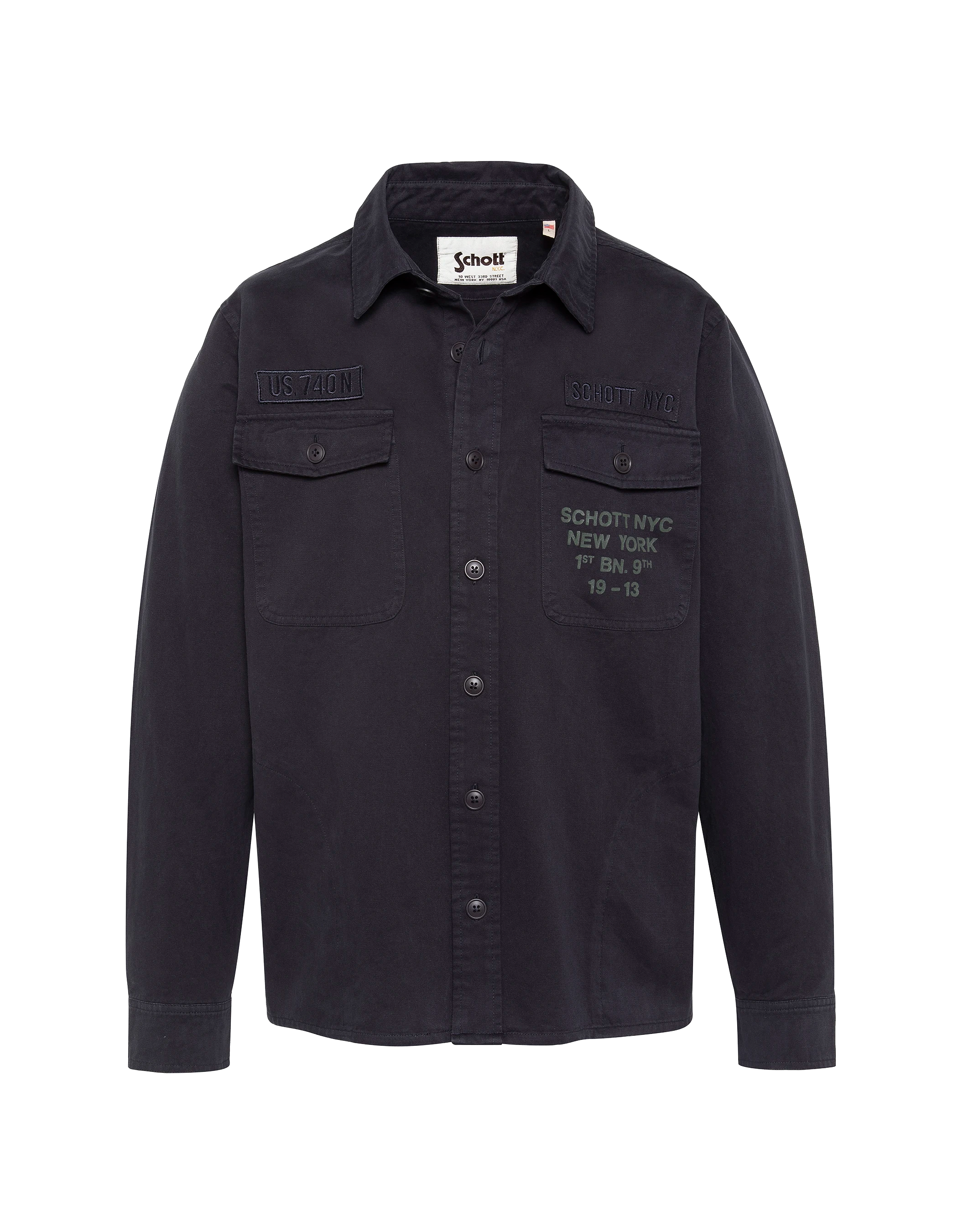 Marineblaues Army-Overshirt aus gewaschener Baumwolle-1