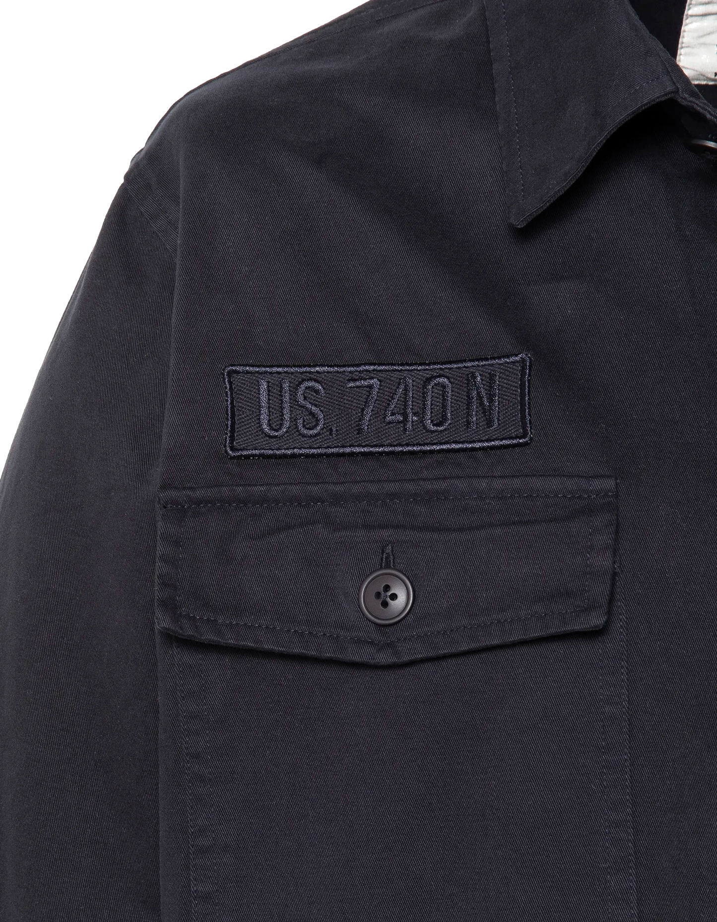 Marineblaues Army-Overshirt aus gewaschener Baumwolle