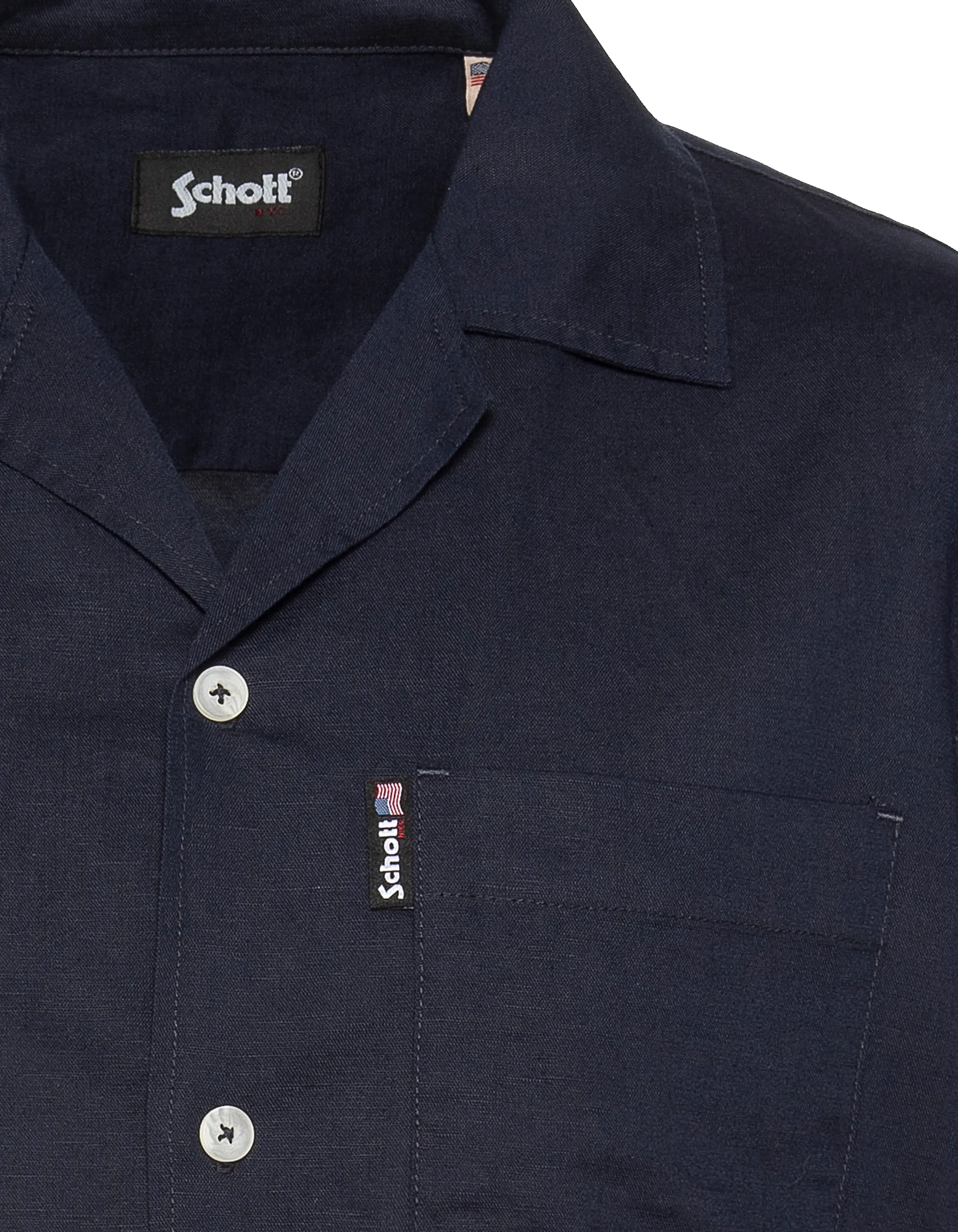 Navy blue linen blend shirt-3