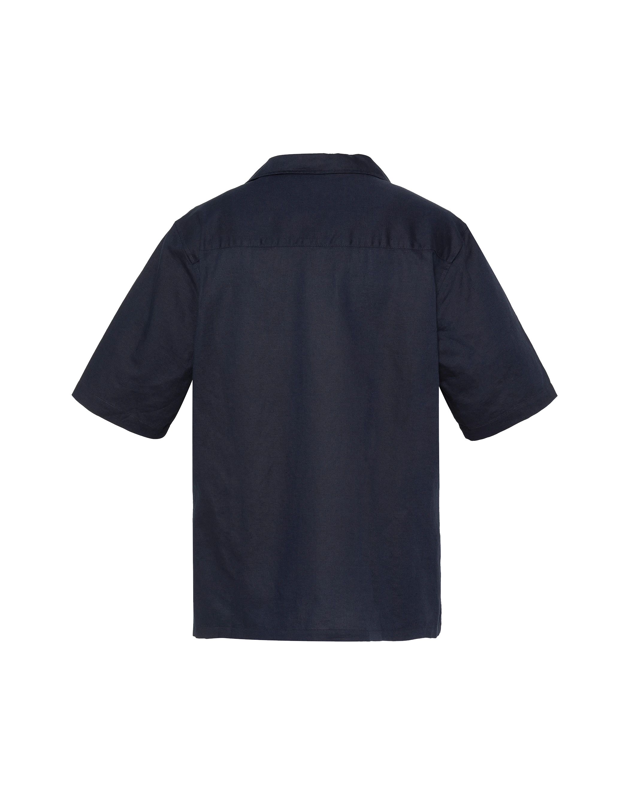 Navy blue linen blend shirt-2