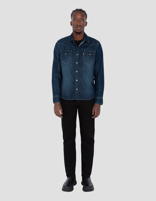 Chemise en denim bleu