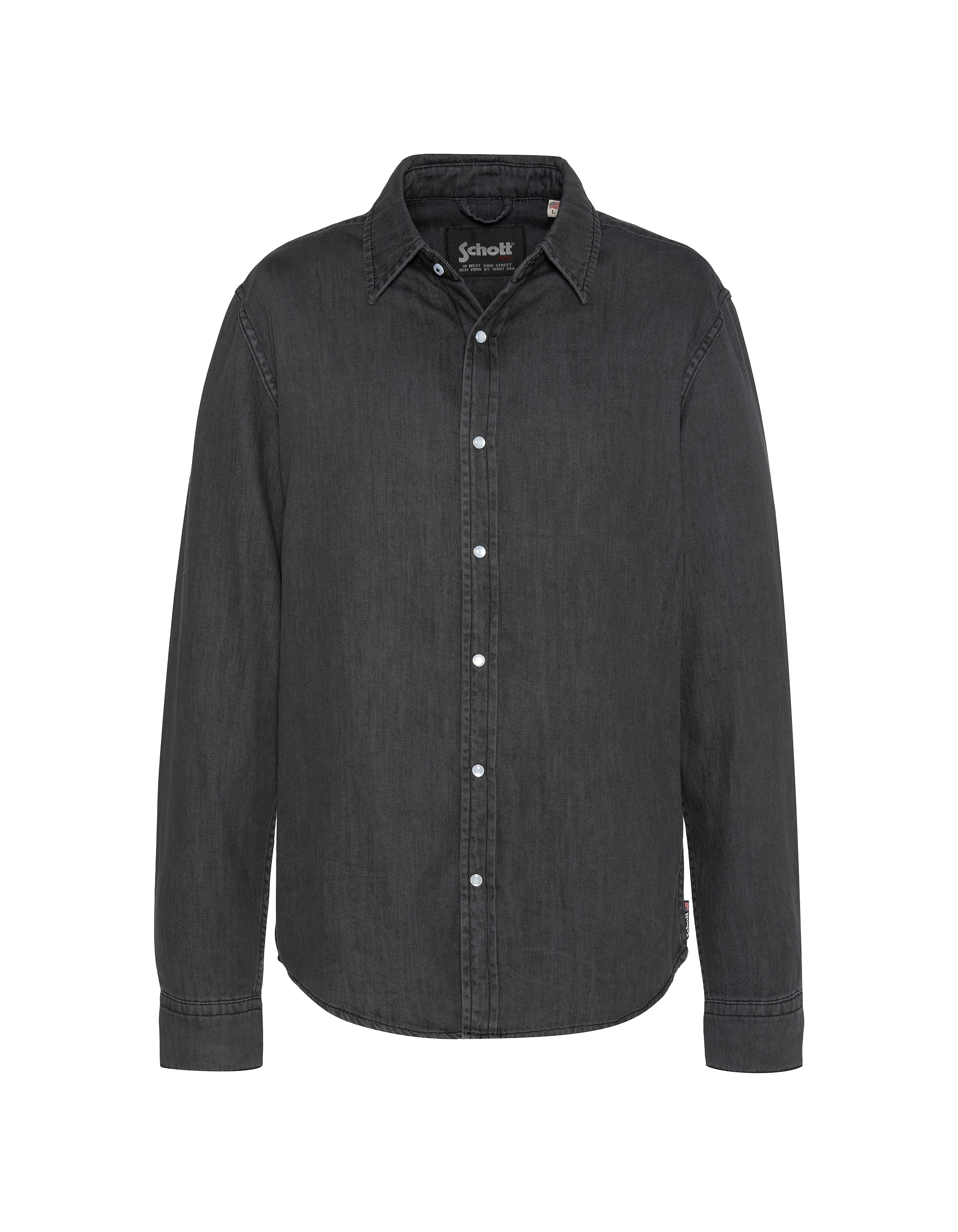 Chemise grise à manches longues en denim-1
