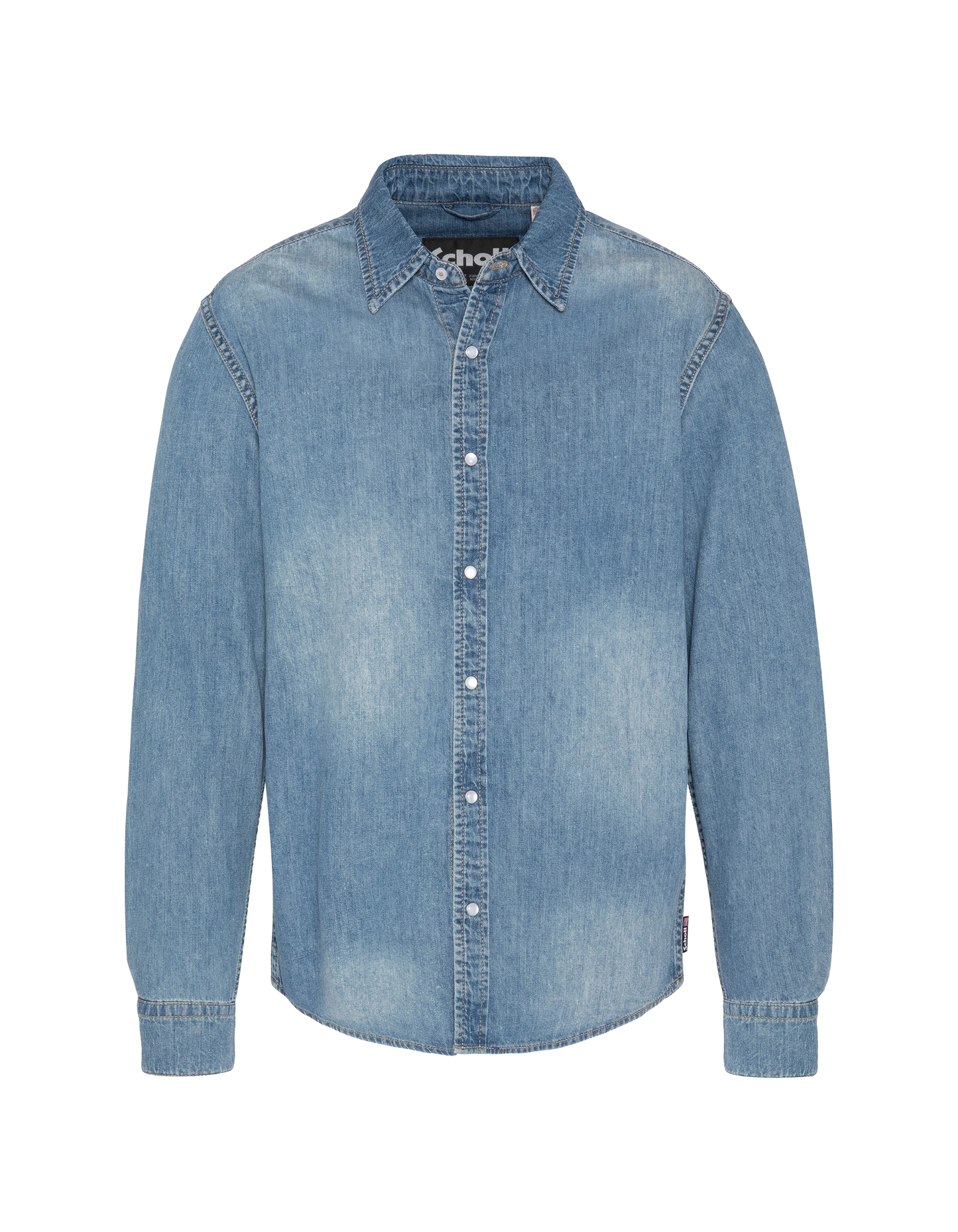 Shirt with long sleeves in washed denim
