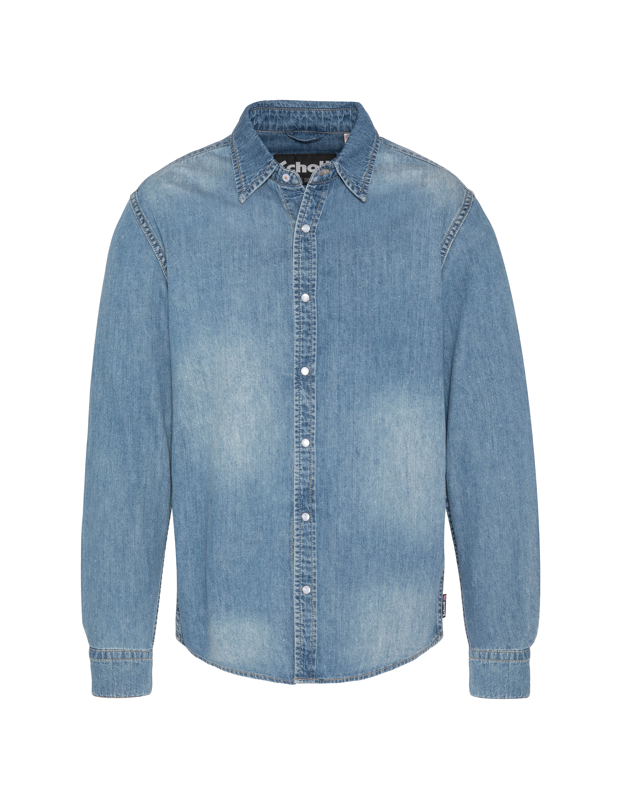 Shirt with long sleeves in washed denim-1