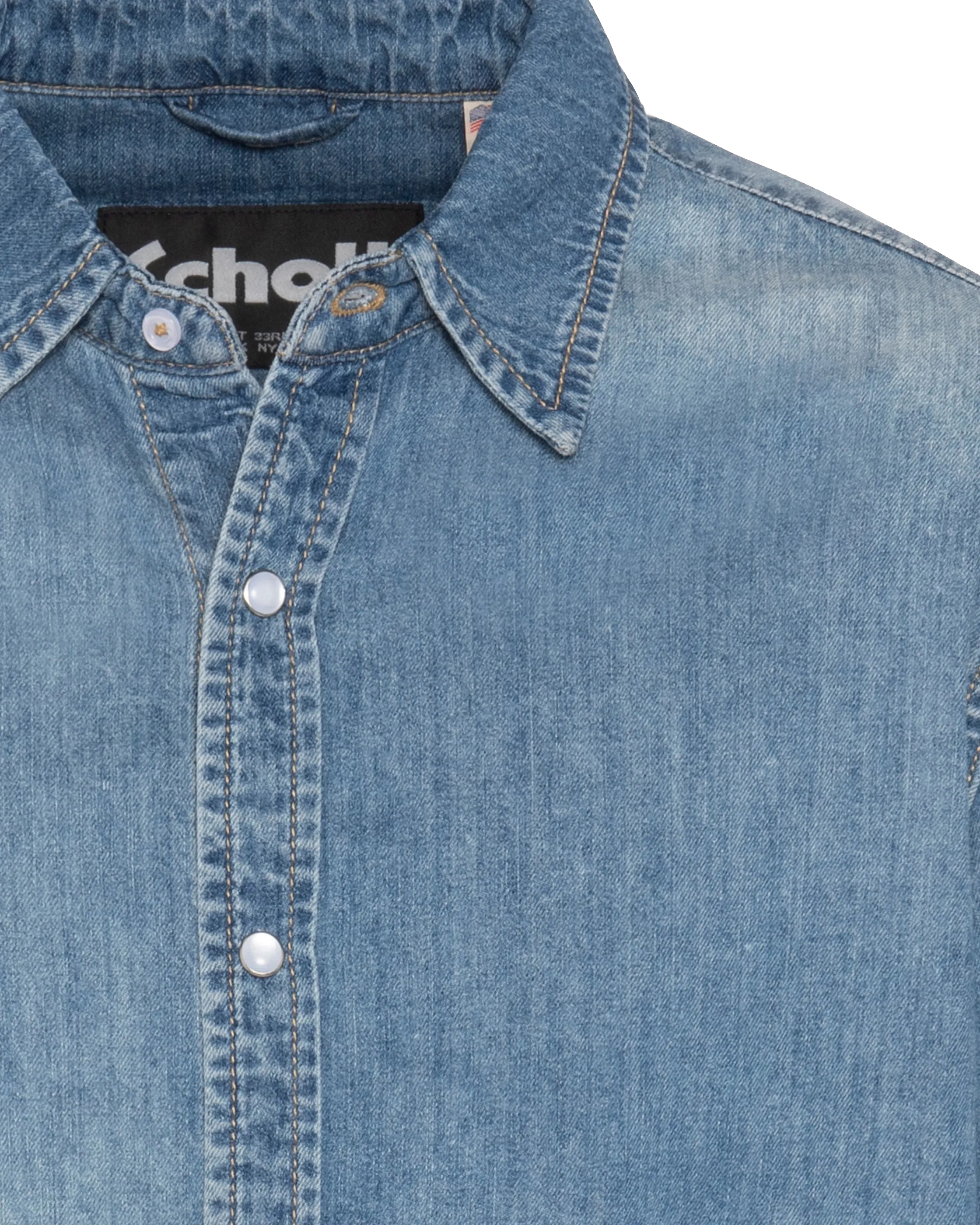 Shirt with long sleeves in washed denim-3