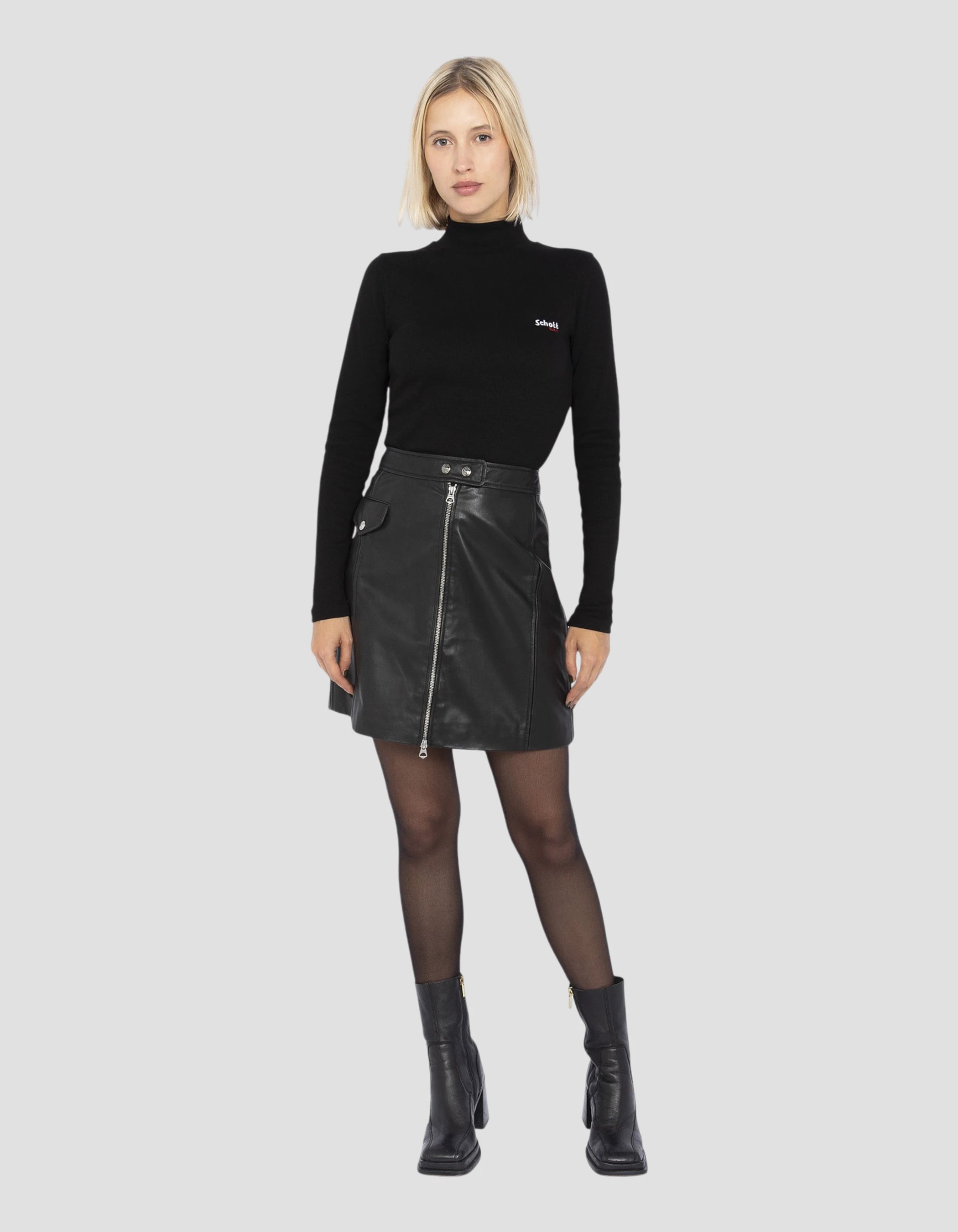 Gonna in pelle nera perfetta®-1