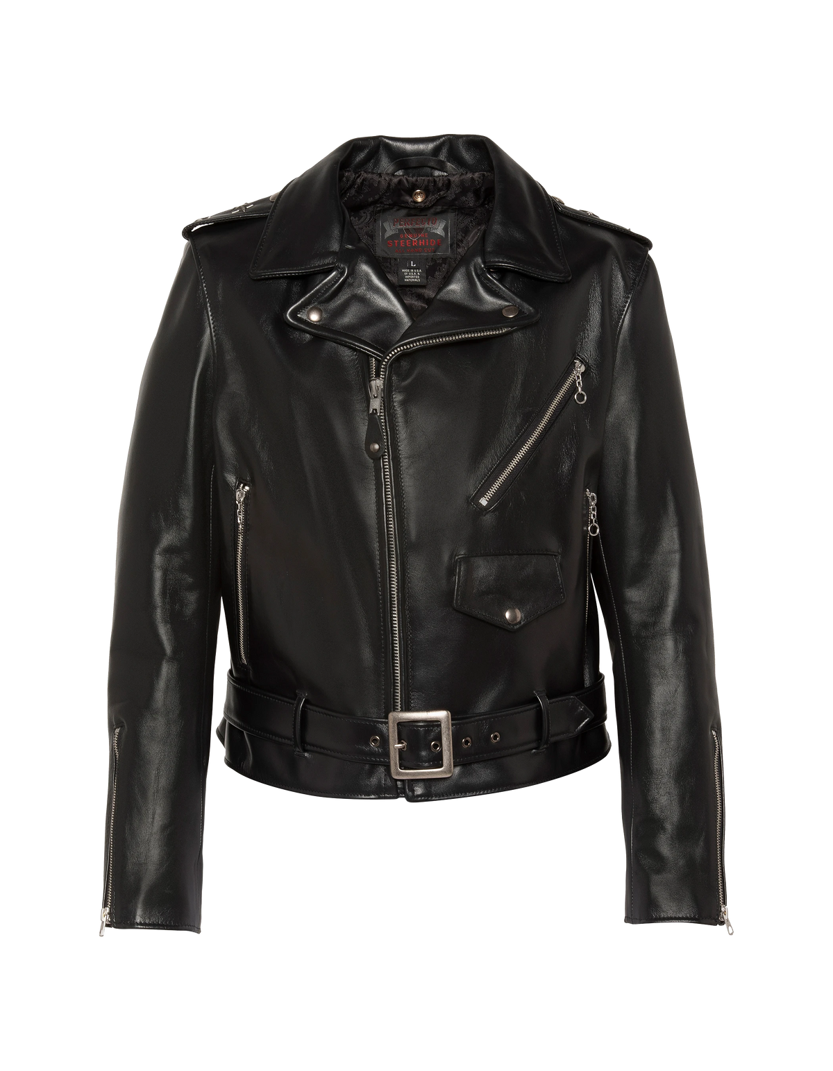 Chaqueta de moto negra Perfecto® “Born to Ride – Two Star”