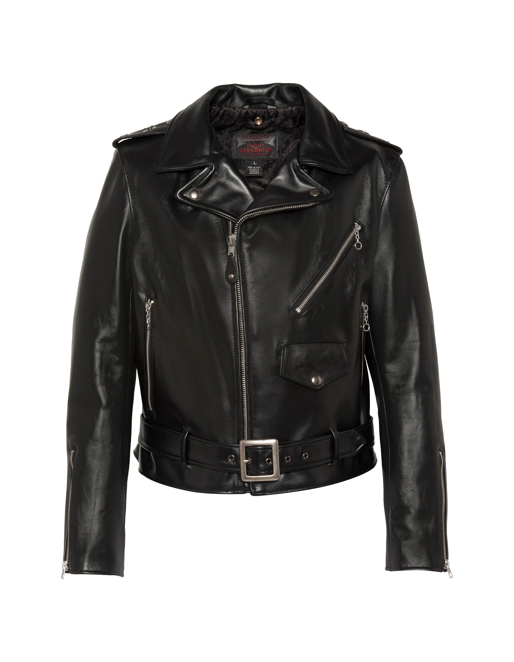 Chaqueta de moto negra Perfecto® “Born to Ride – Two Star”-2