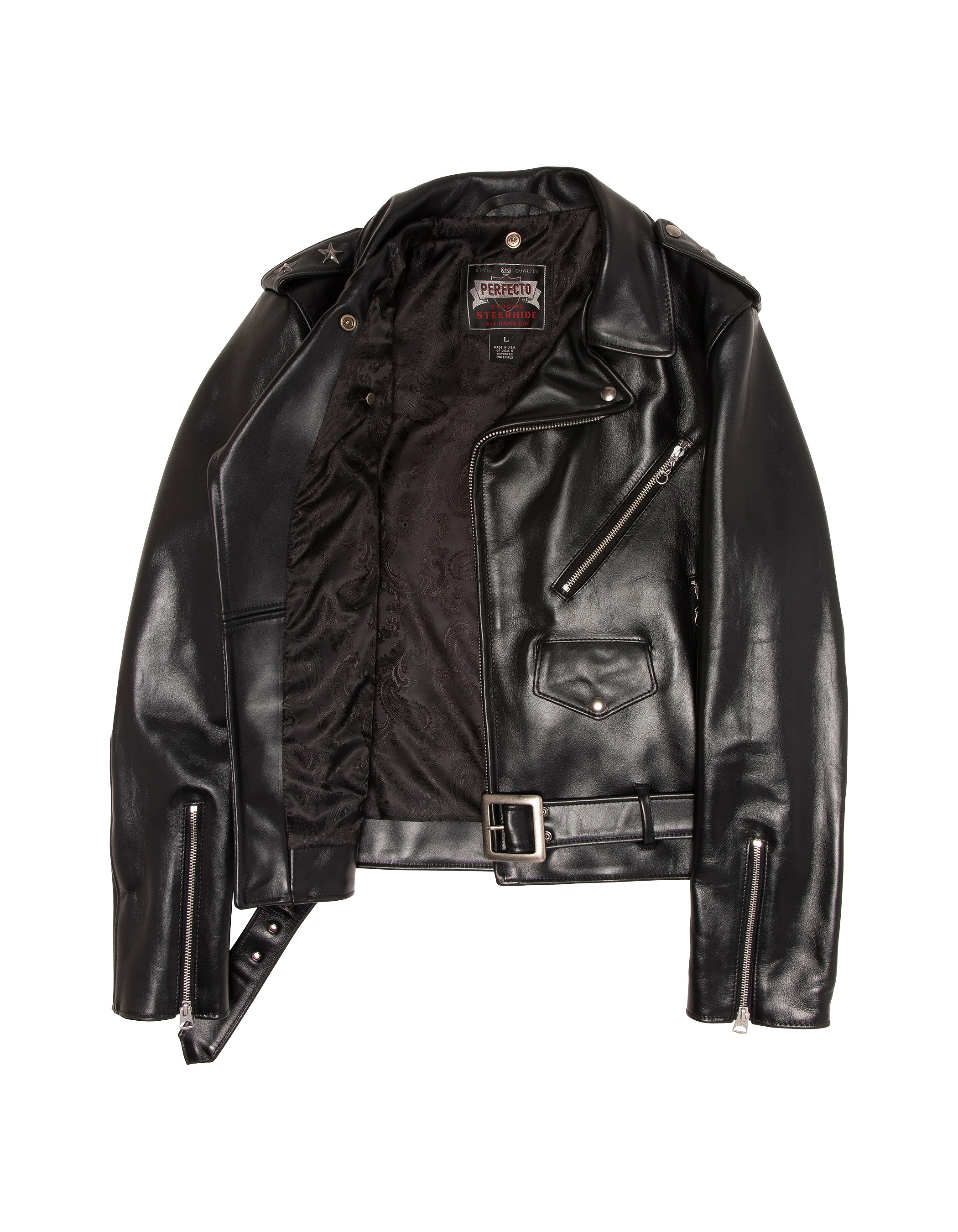 Chaqueta de moto negra Perfecto® “Born to Ride – Two Star”-7