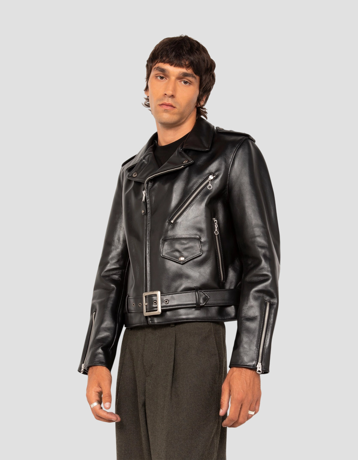 Chaqueta de moto negra Perfecto® “Born to Ride – Two Star”-3