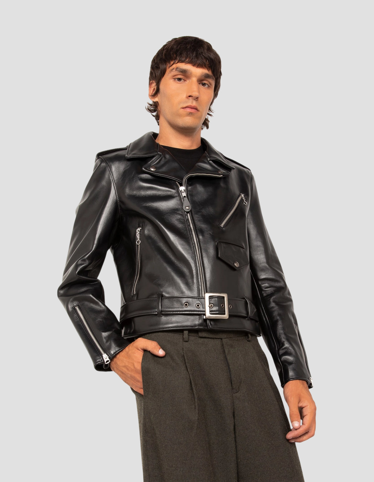 Chaqueta de moto negra Perfecto® “Born to Ride – Two Star”