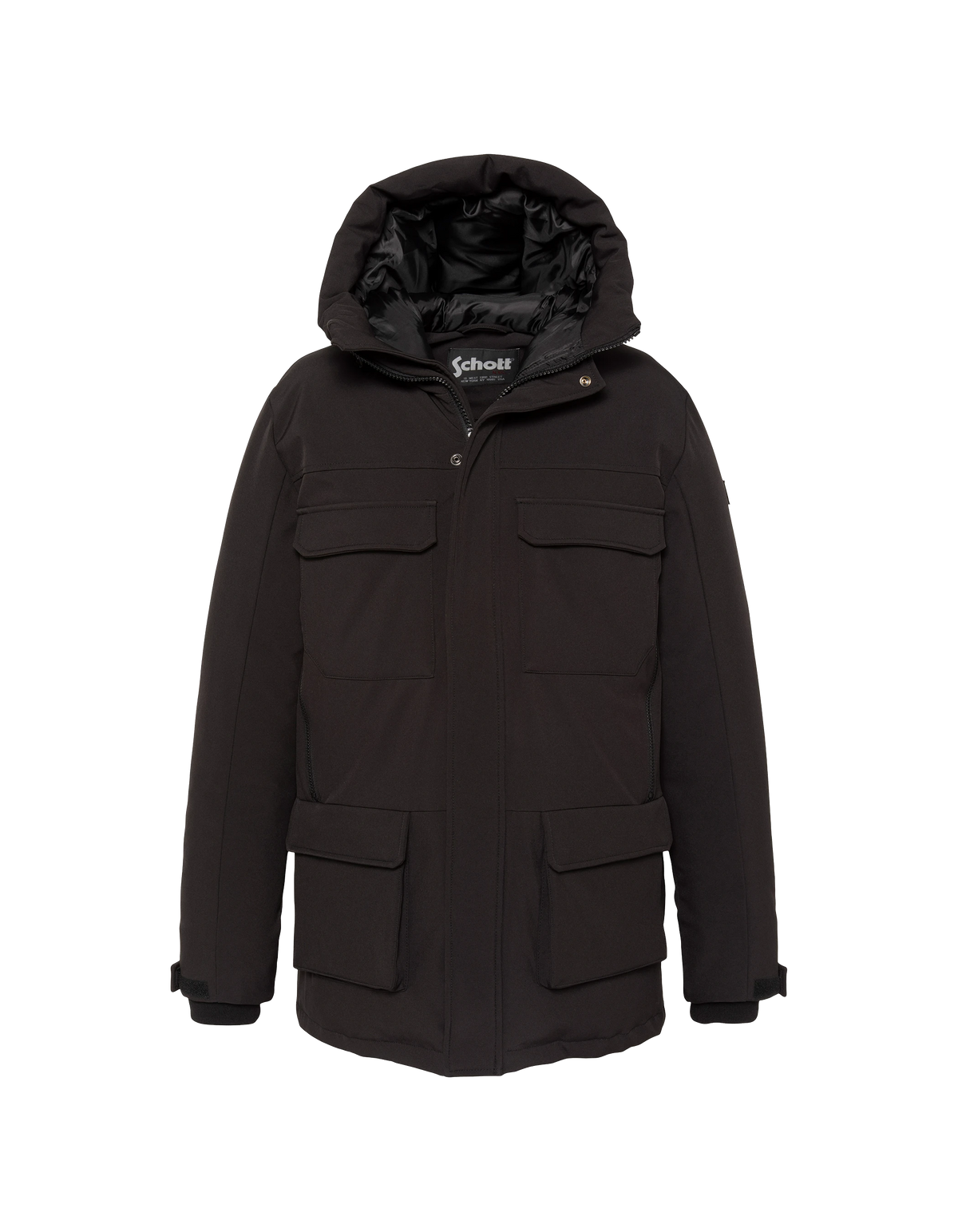 Parka multipoches à capuche noire