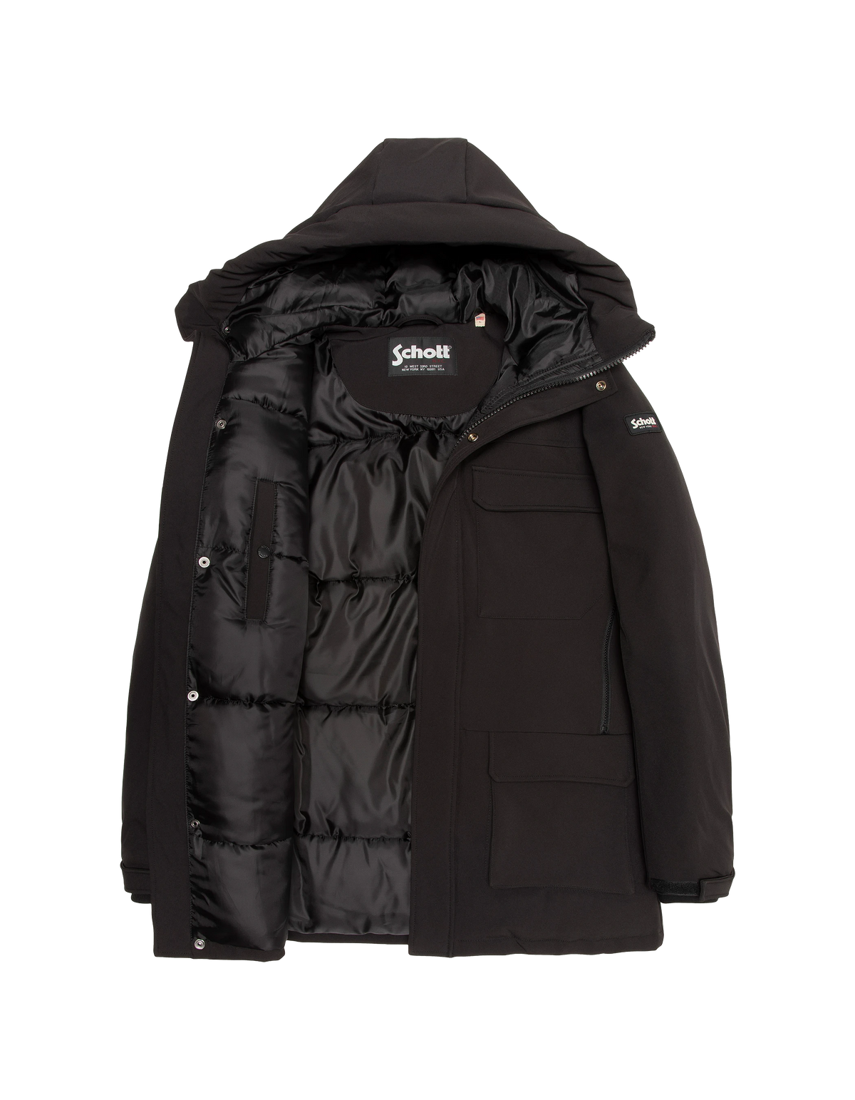 Parka multipoches à capuche noire