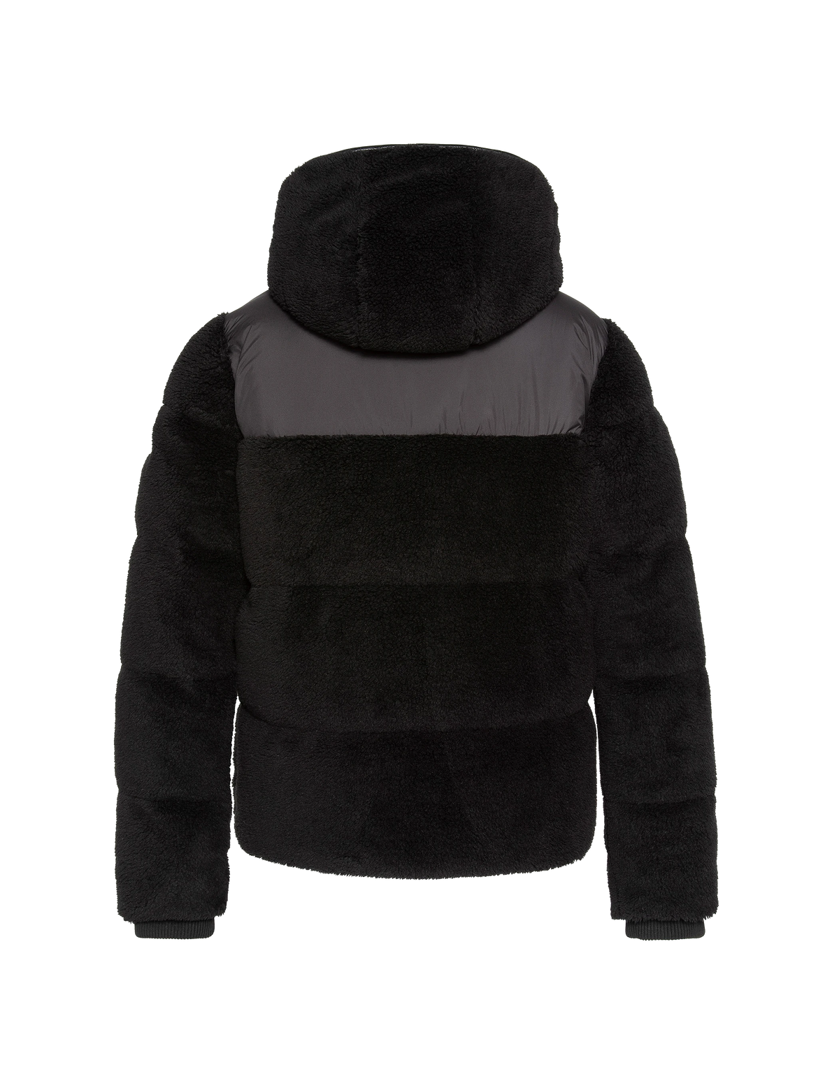 Piumino sherpa bimateriale nero con cappuccio-9