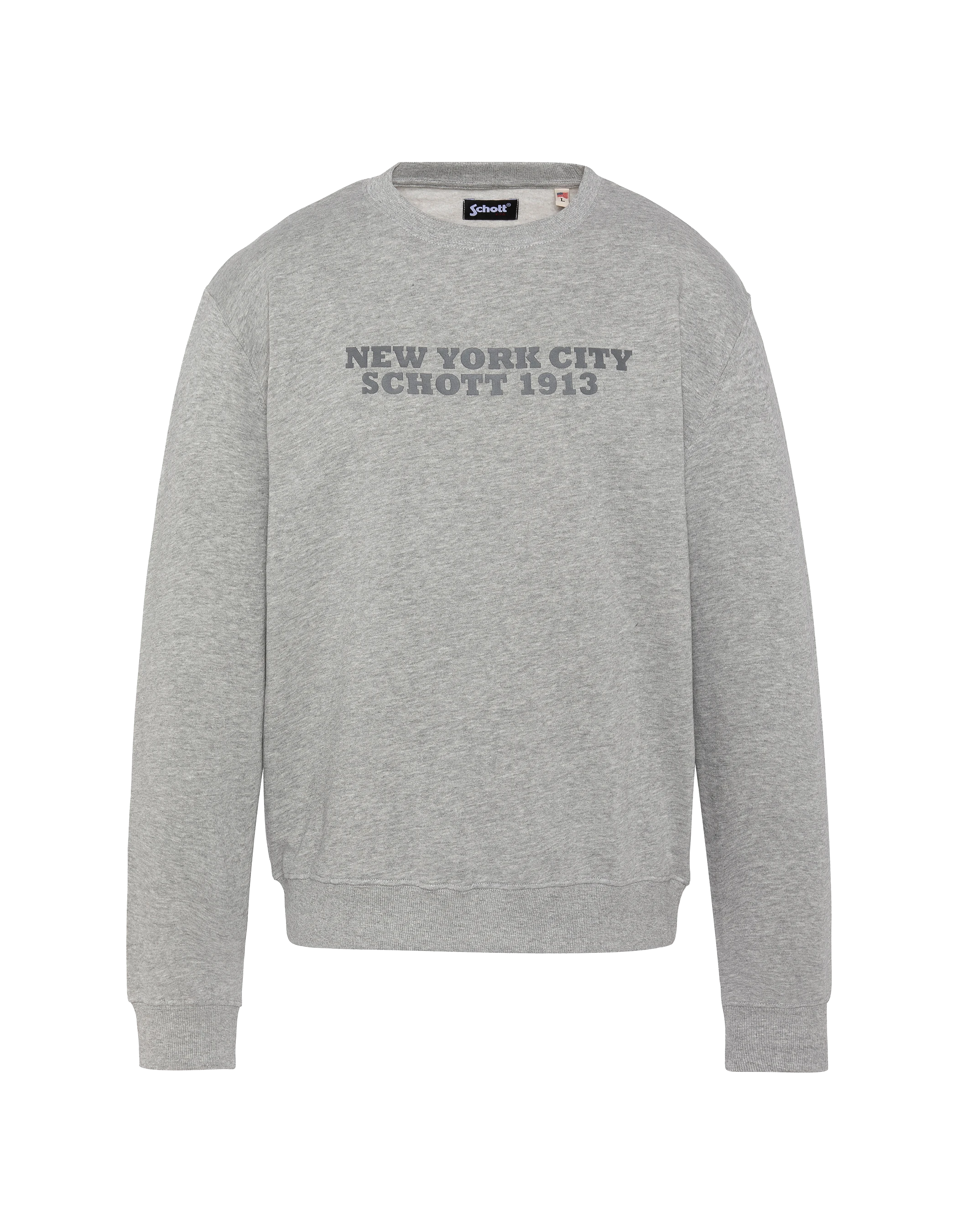 Collar rotondo stampato di felpa grigia-1