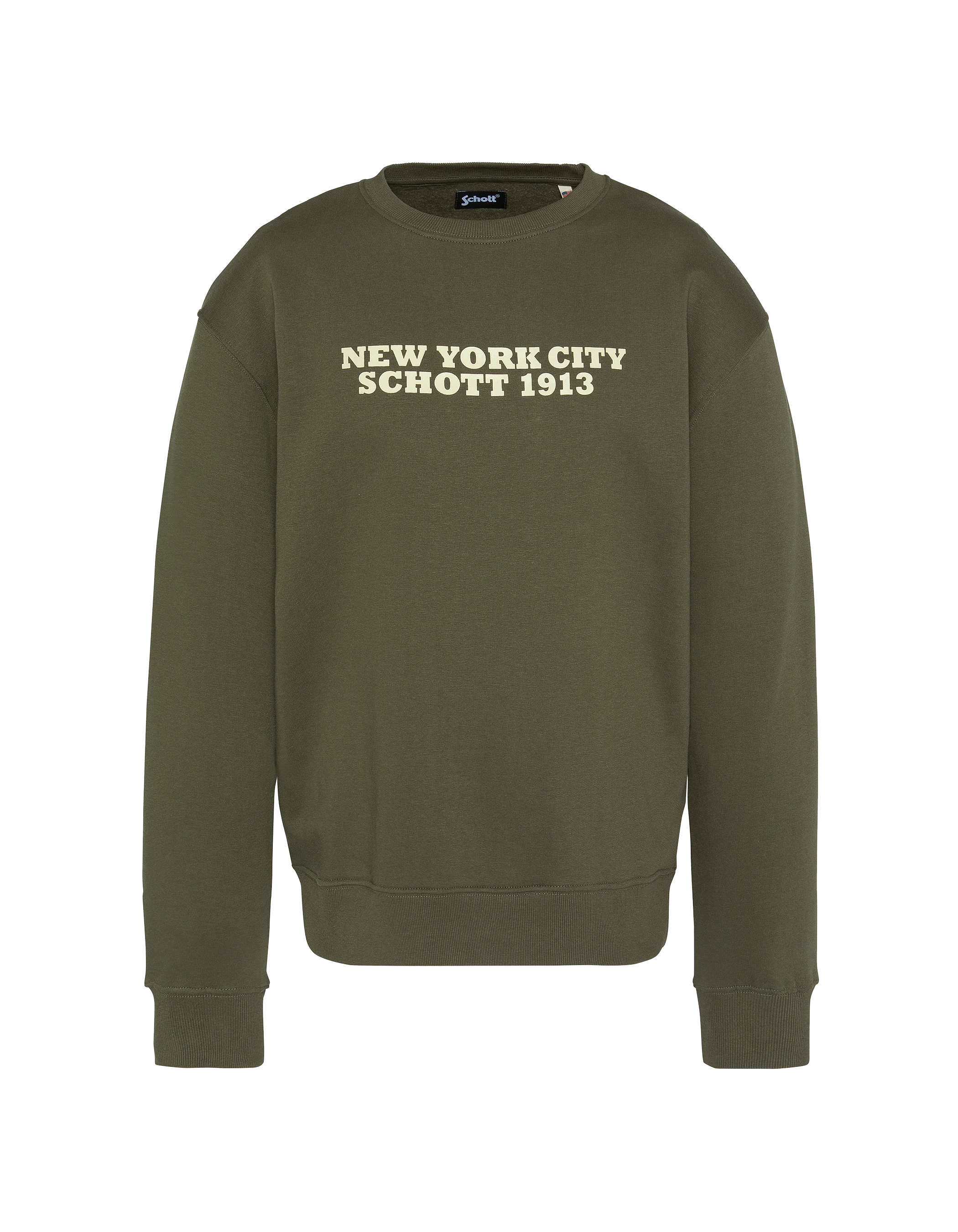 Felpa Khaki Stampa del collo rotondo-1