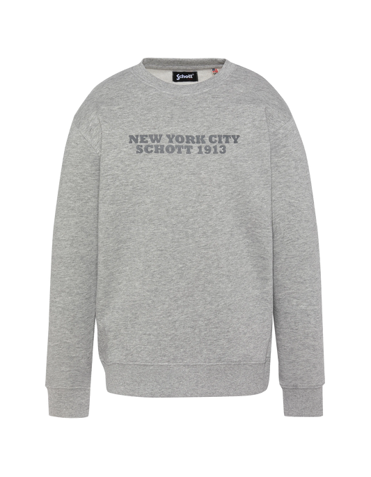 Sweatshirt col rond gris chiné imprimé enfant