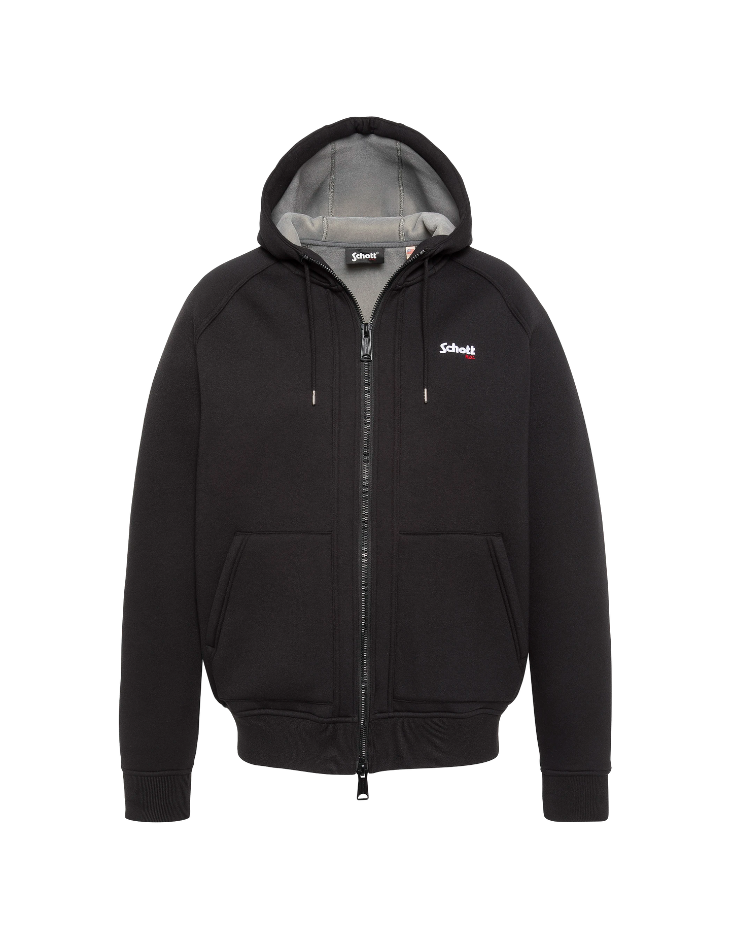 Schwarzes Kapuzen-Sweatshirt mit Reißverschluss aus Triplux