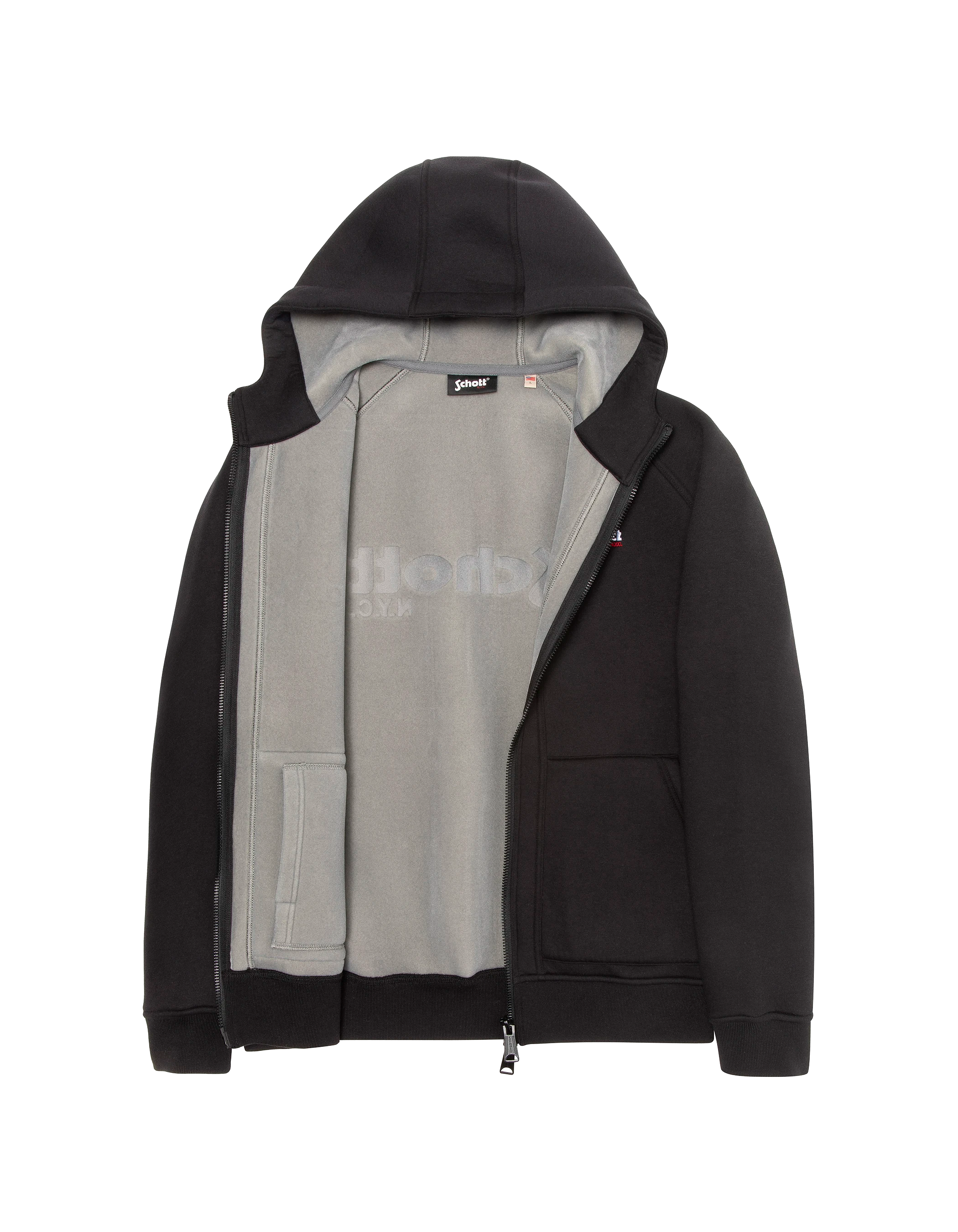 Schwarzes Kapuzen-Sweatshirt mit Reißverschluss aus Triplux-7