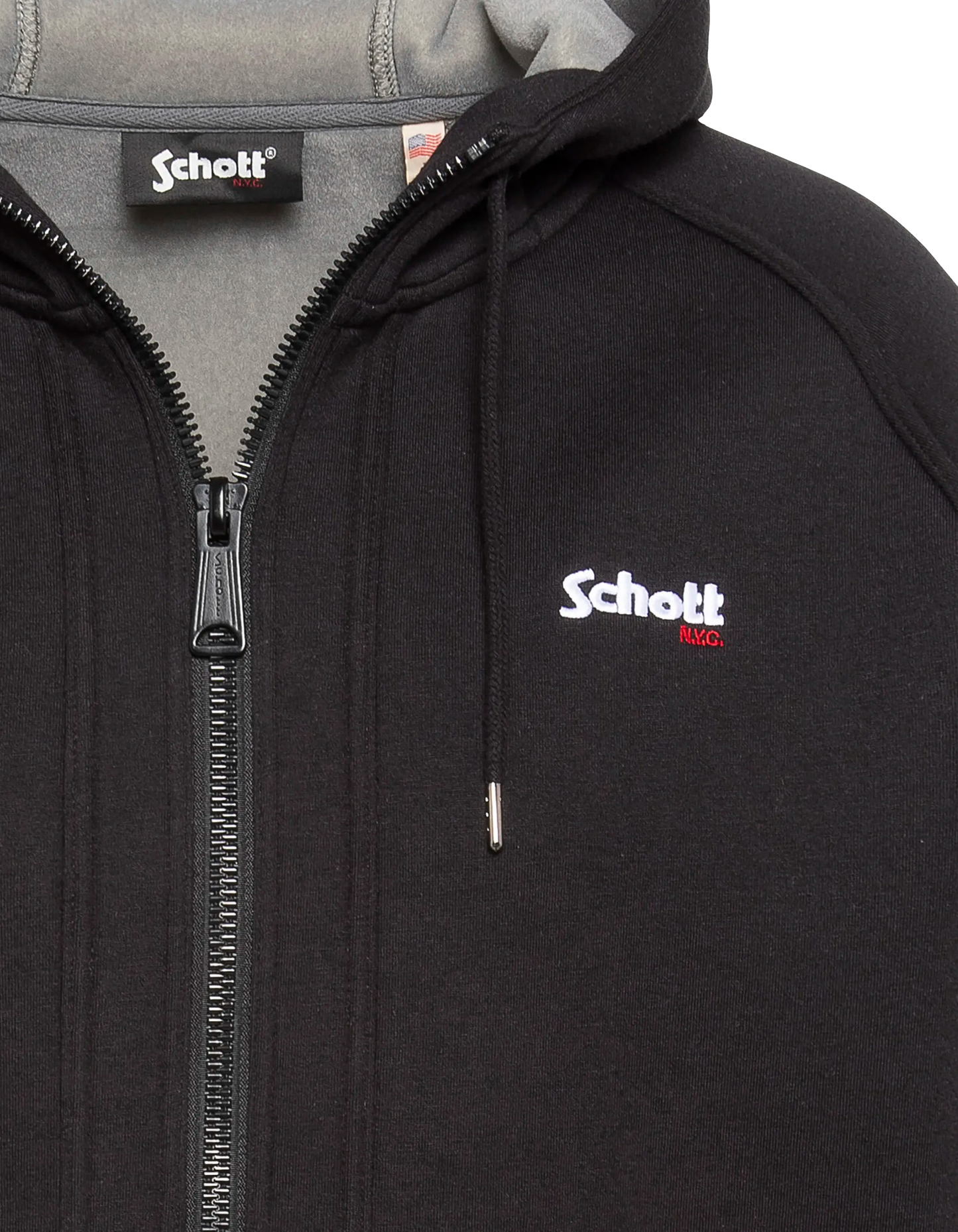 Schwarzes Kapuzen-Sweatshirt mit Reißverschluss aus Triplux