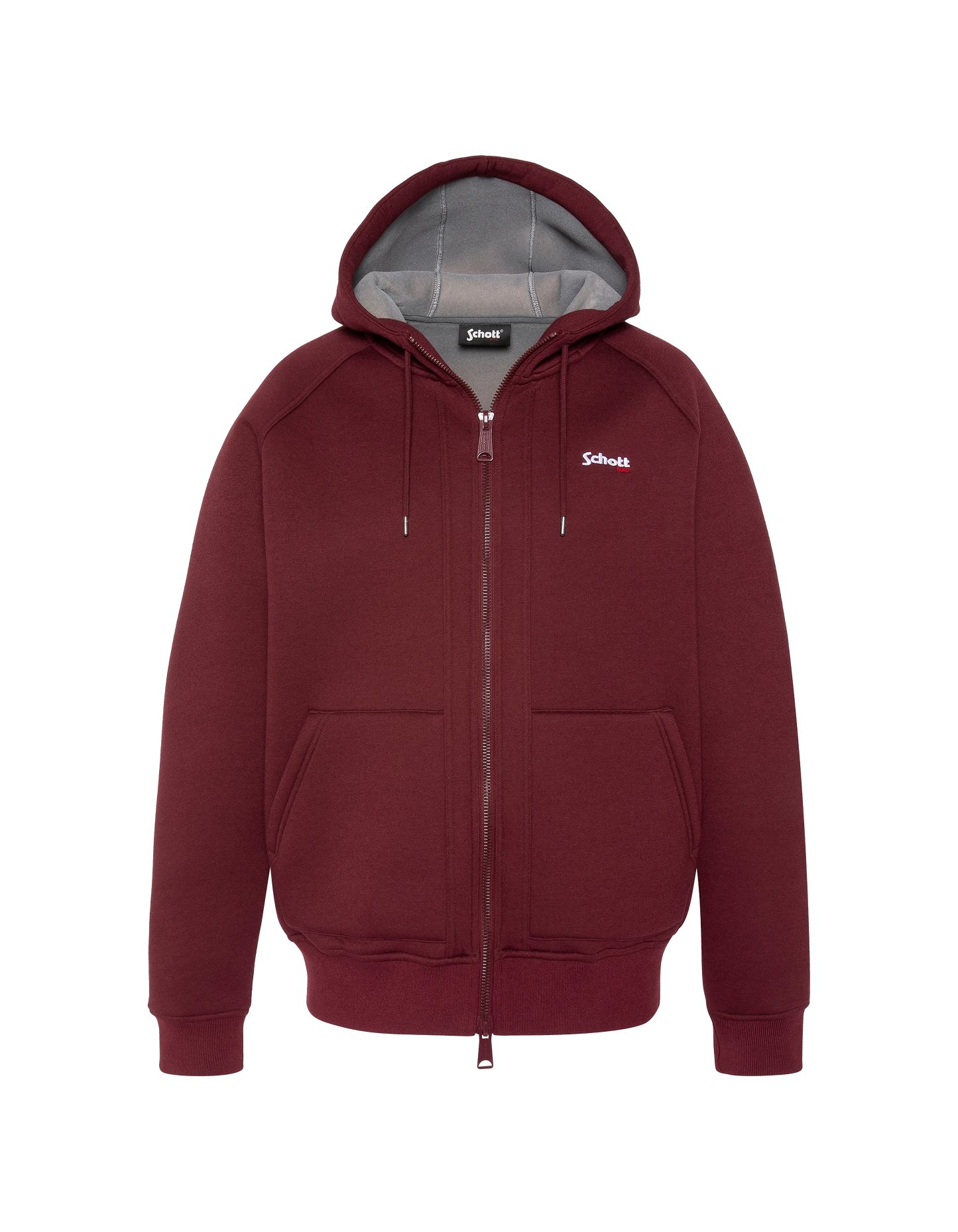 Felpa con cappuccio e zip bordeaux in Triplux