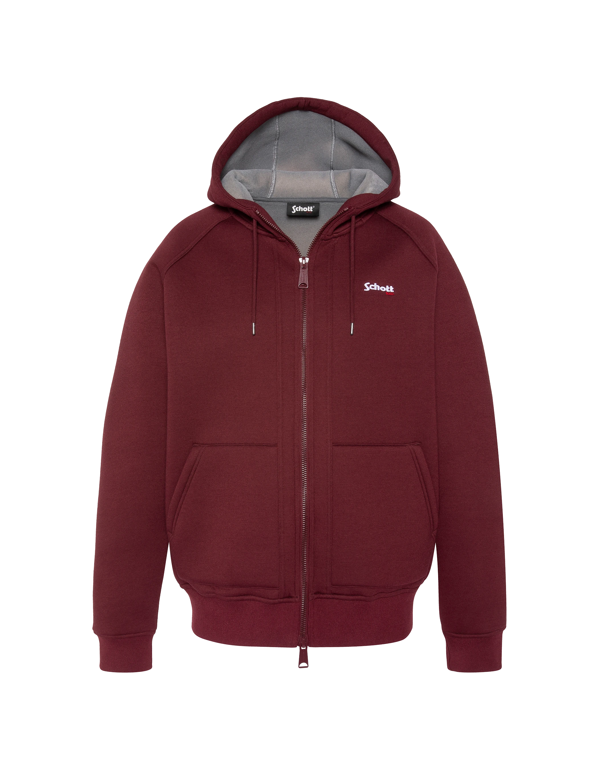 Felpa con cappuccio e zip bordeaux in Triplux-1