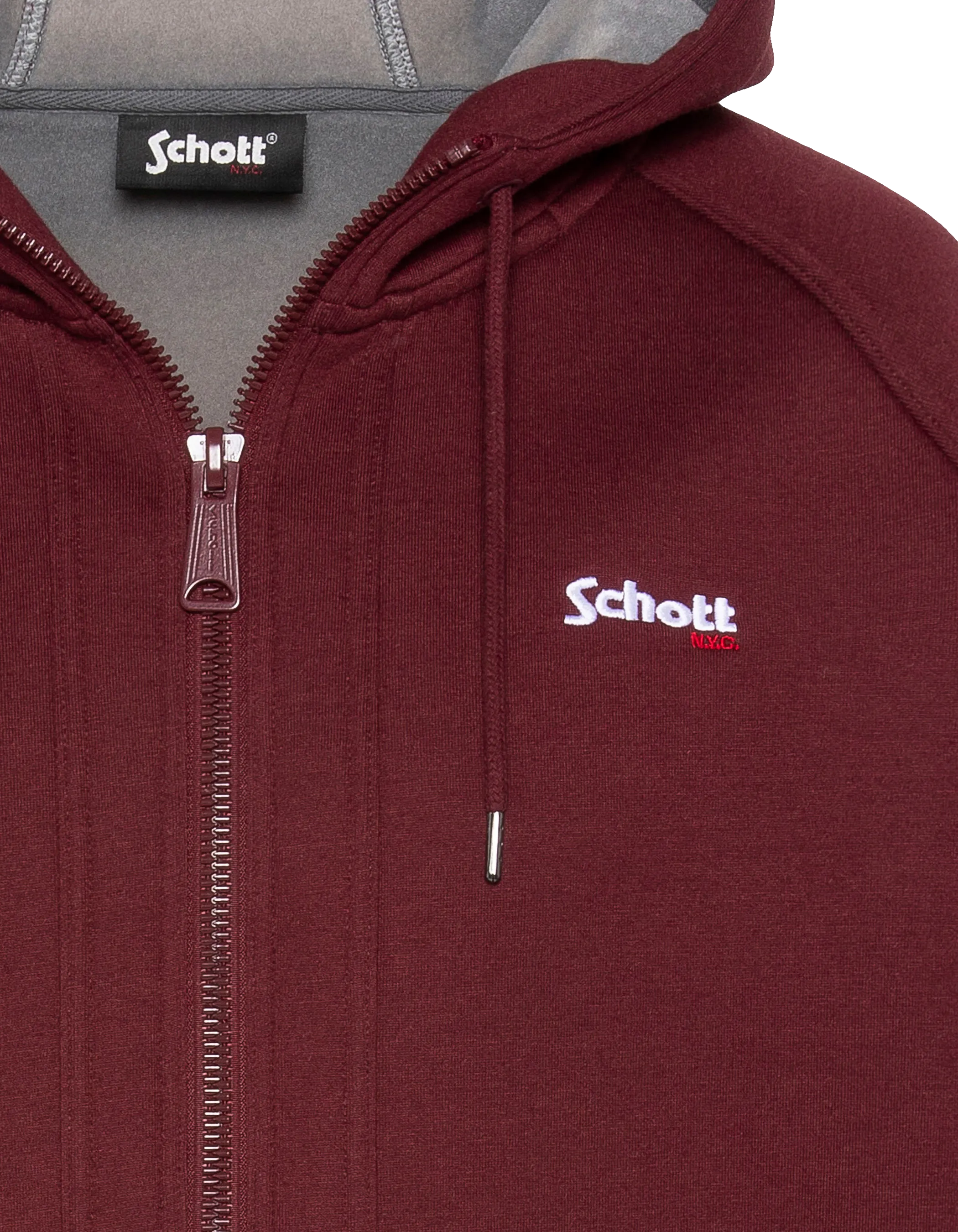 Felpa con cappuccio e zip bordeaux in Triplux-5