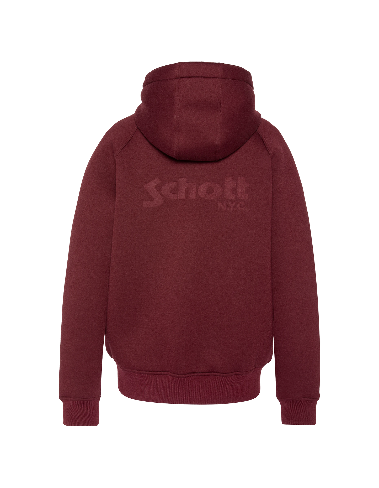 Felpa con cappuccio e zip bordeaux in Triplux