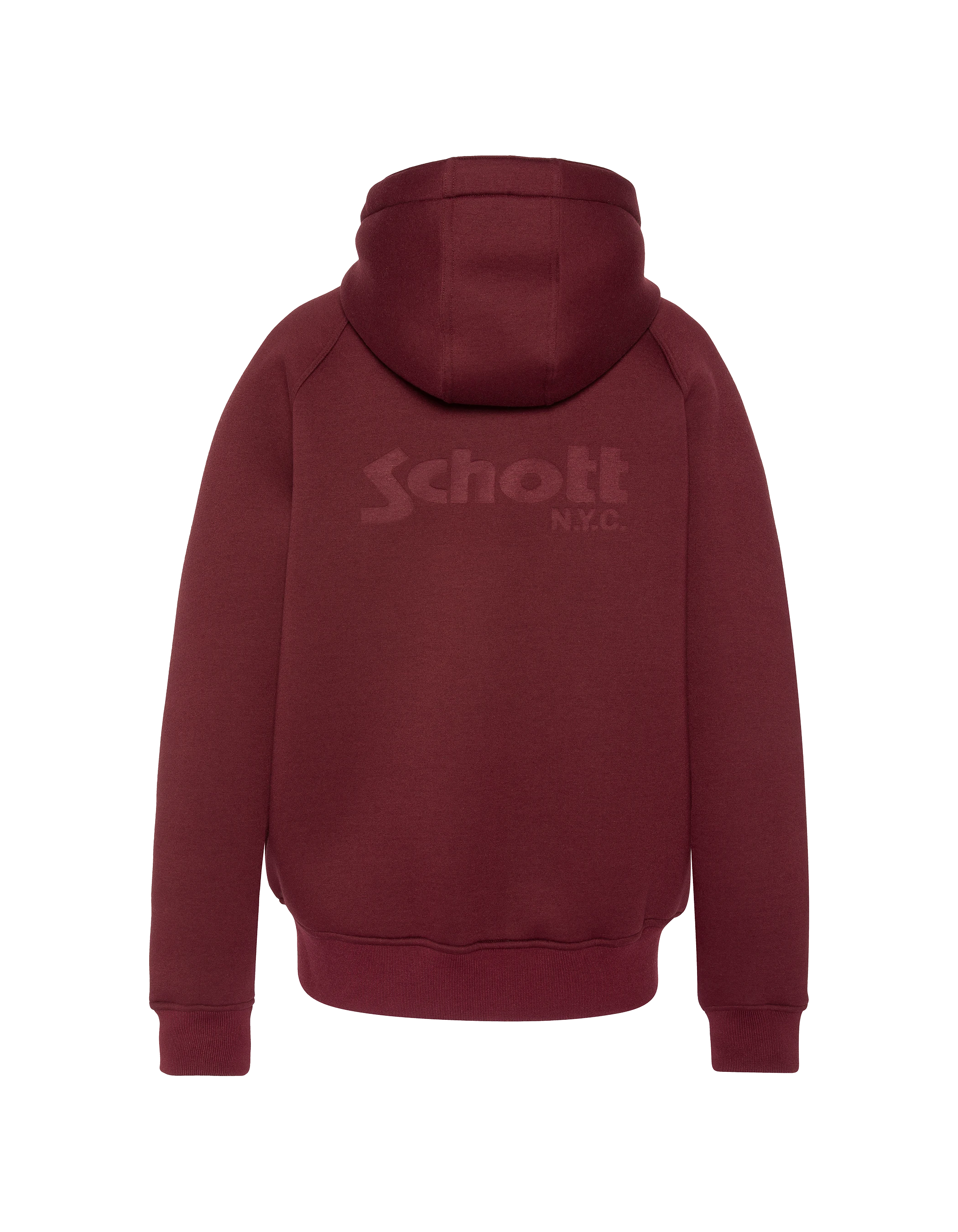 Felpa con cappuccio e zip bordeaux in Triplux-2