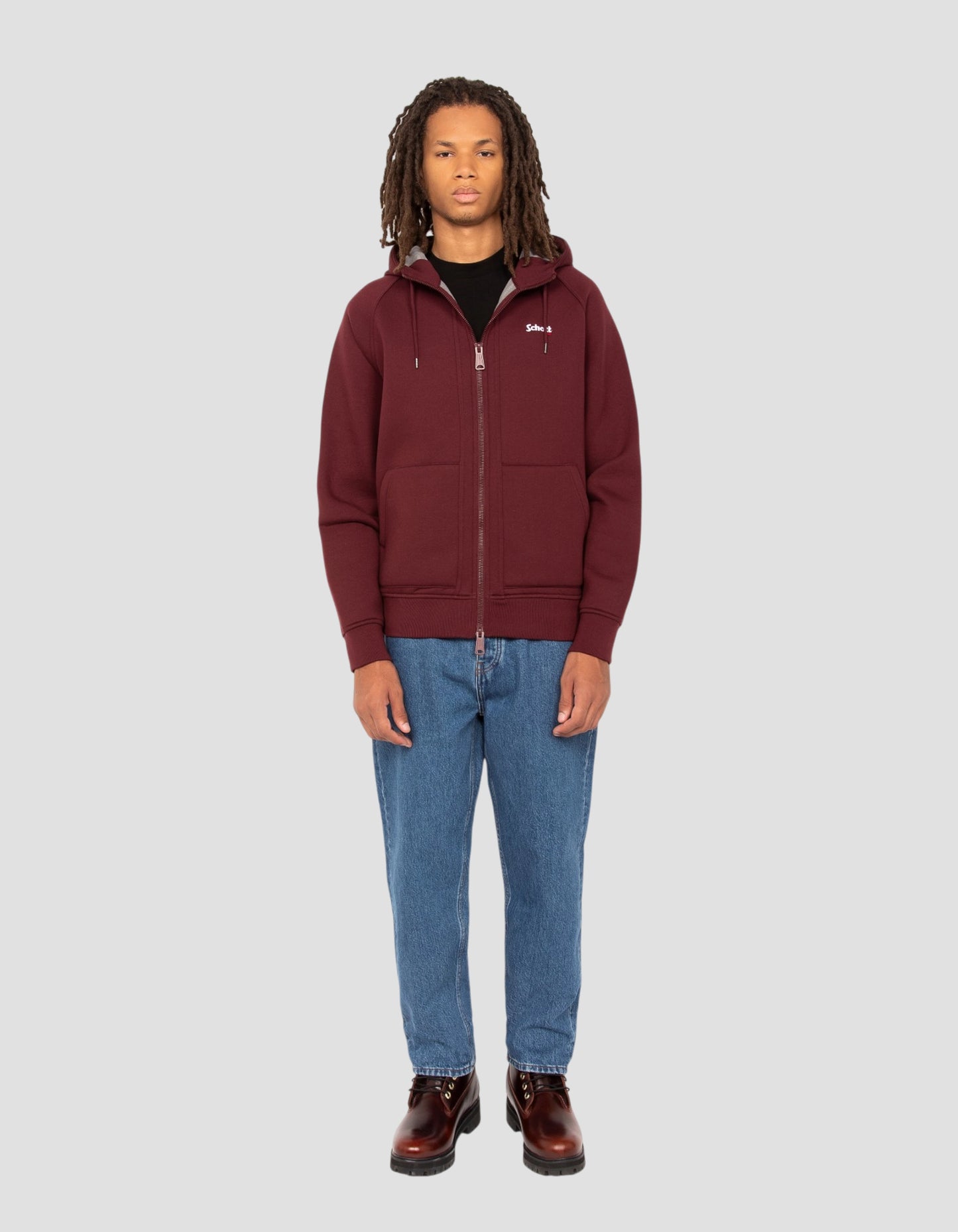 zip sweatshirt burgundy hooded in Triplux