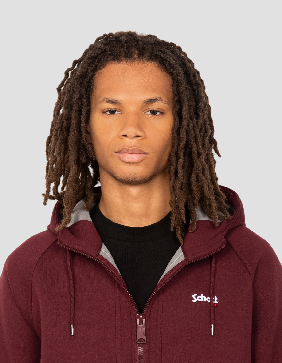 zip sweatshirt burgundy hooded in Triplux