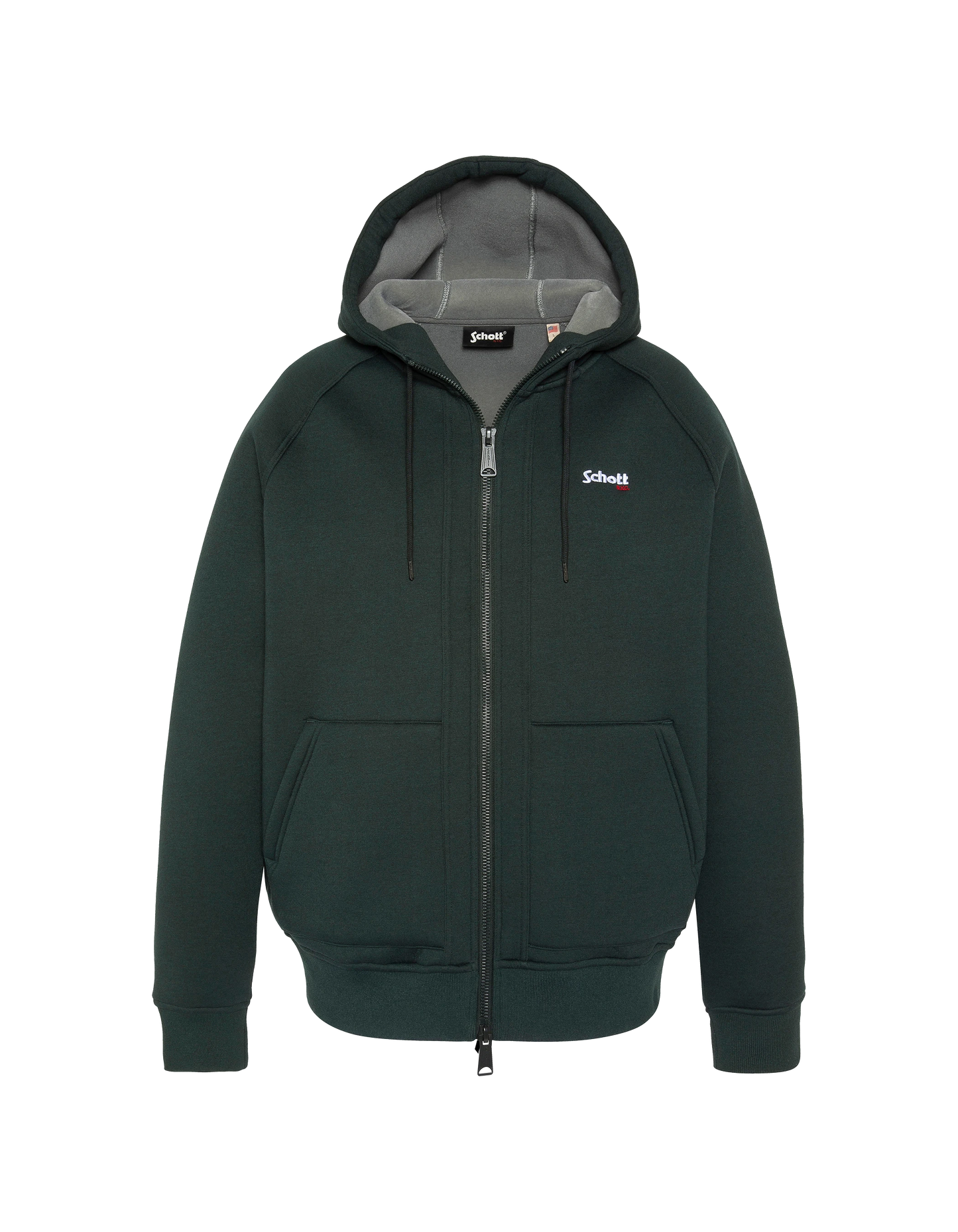 Dunkelgrünes Sweatshirt mit Reißverschluss und Kapuze aus Triplux