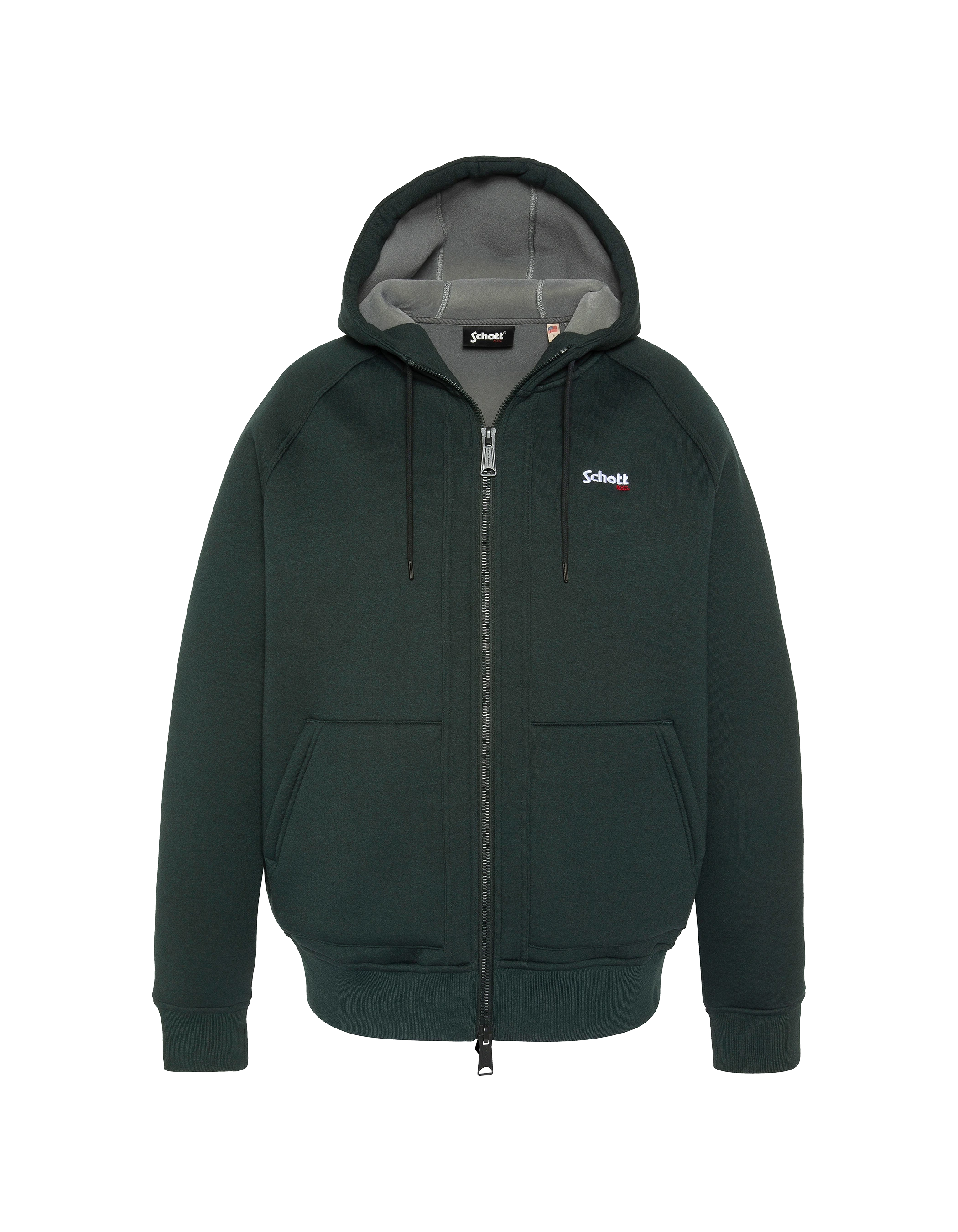 Dunkelgrünes Sweatshirt mit Reißverschluss und Kapuze aus Triplux-1