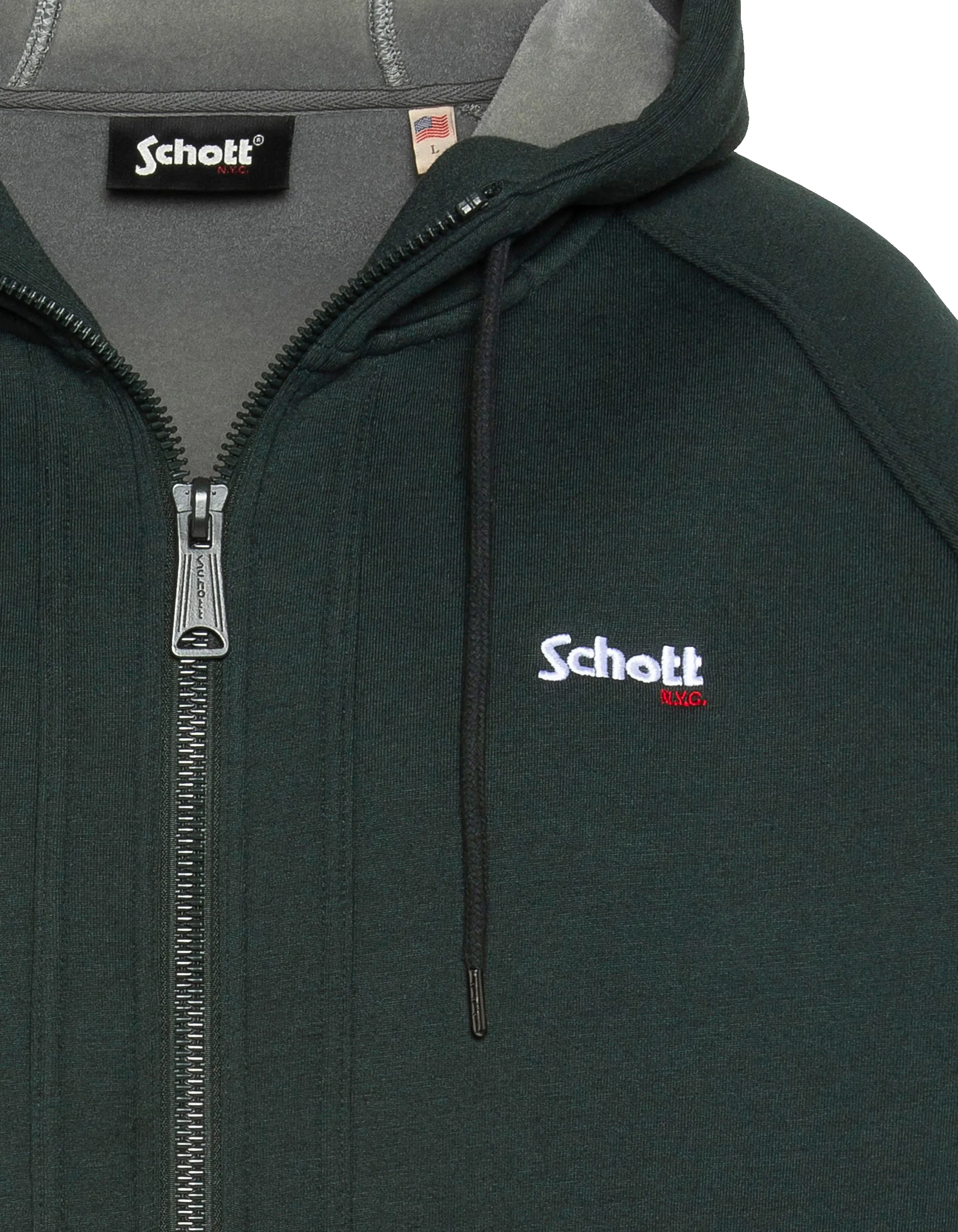 Dunkelgrünes Sweatshirt mit Reißverschluss und Kapuze aus Triplux-5