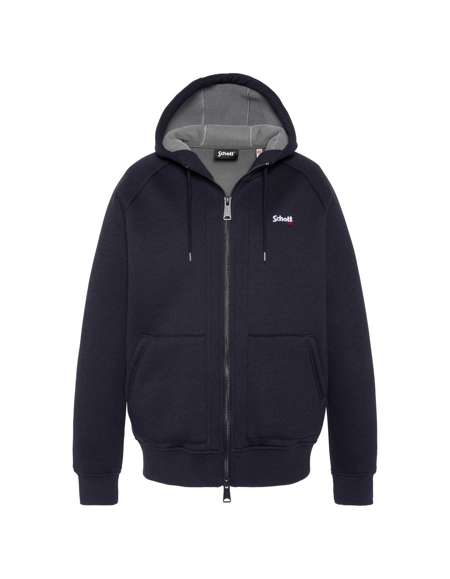 Marineblaues Kapuzen-Sweatshirt mit Reißverschluss aus Triplux