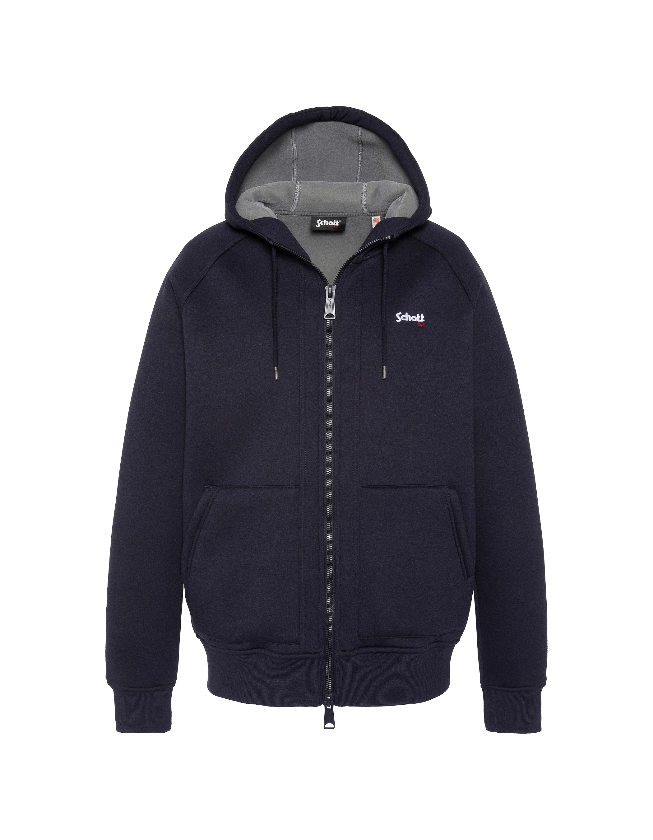 Marineblaues Kapuzen-Sweatshirt mit Reißverschluss aus Triplux-1