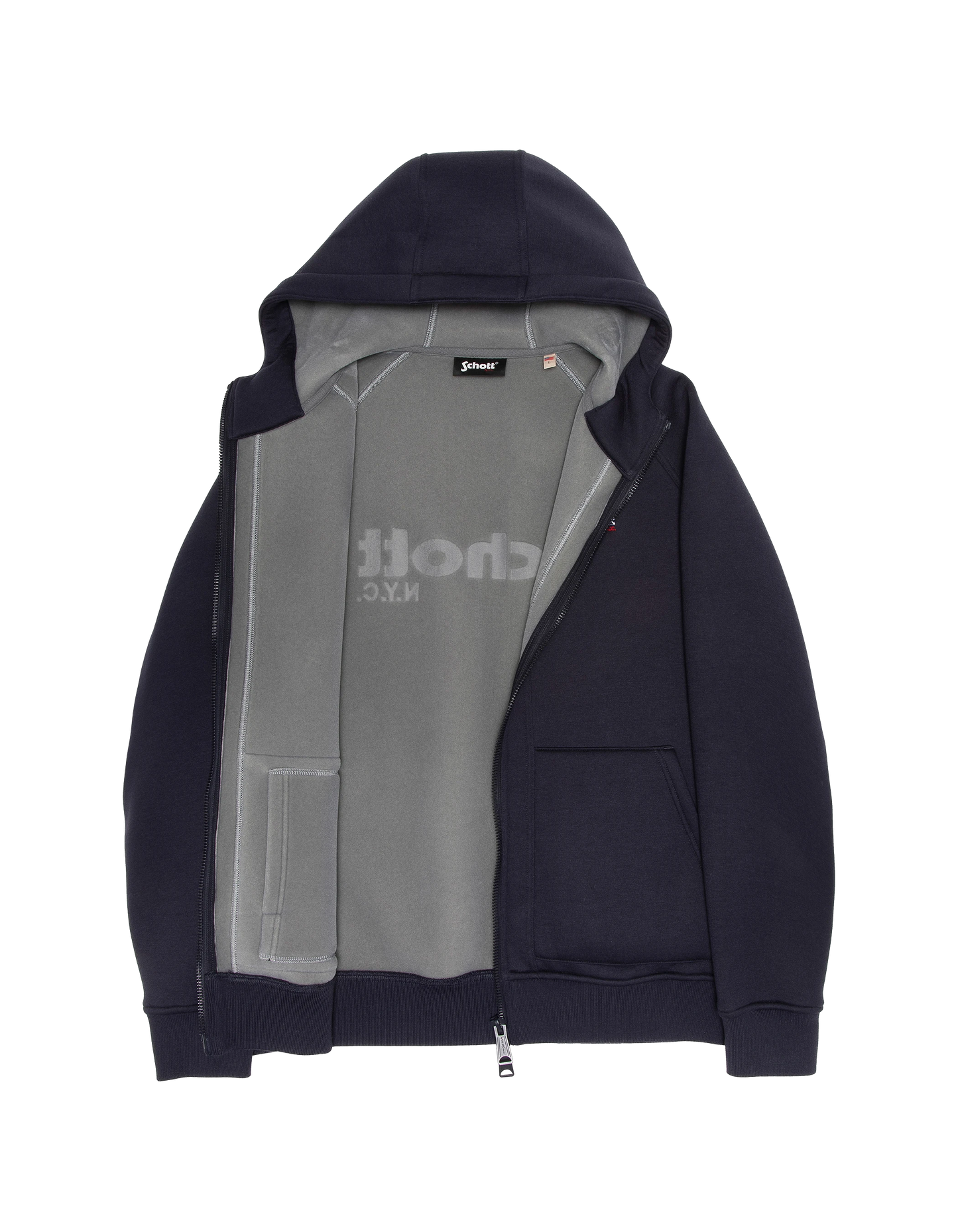 Marineblaues Kapuzen-Sweatshirt mit Reißverschluss aus Triplux