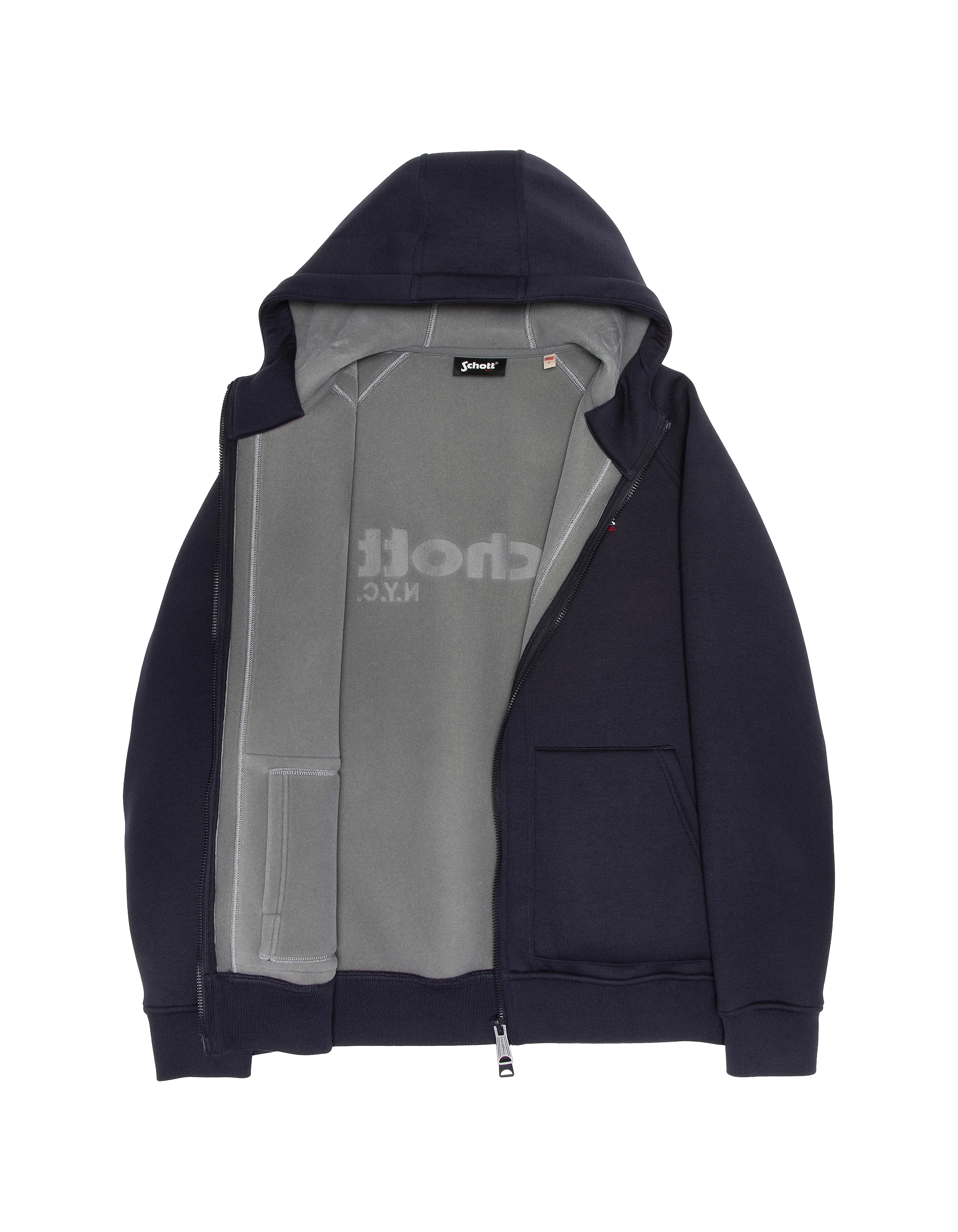 Marineblaues Kapuzen-Sweatshirt mit Reißverschluss aus Triplux-4