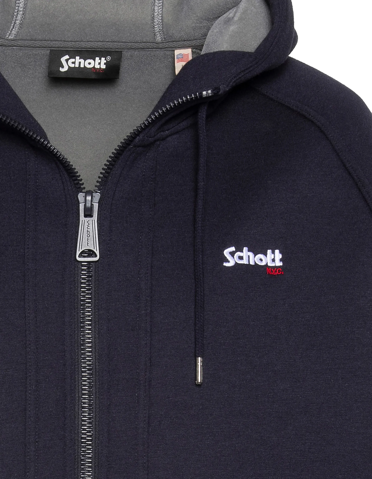 Marineblaues Kapuzen-Sweatshirt mit Reißverschluss aus Triplux