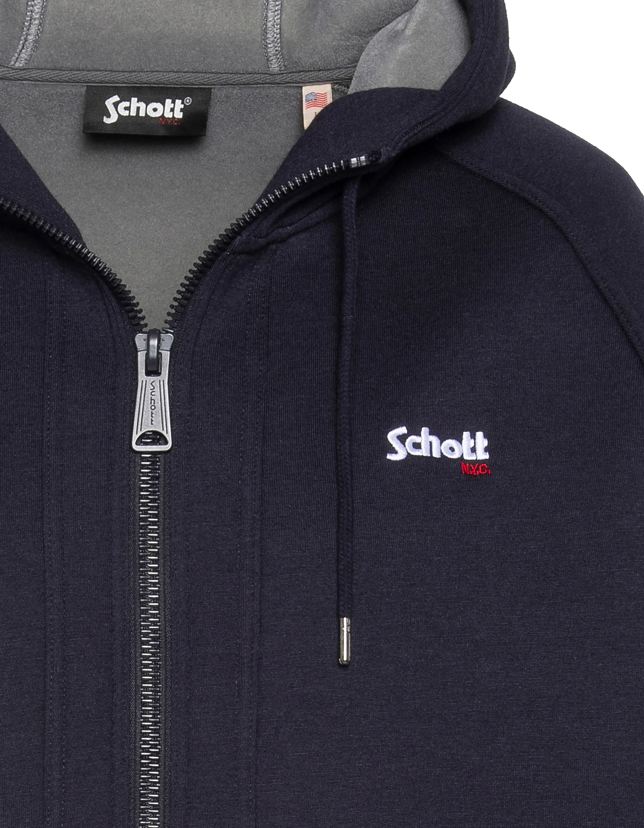 Marineblaues Kapuzen-Sweatshirt mit Reißverschluss aus Triplux-5
