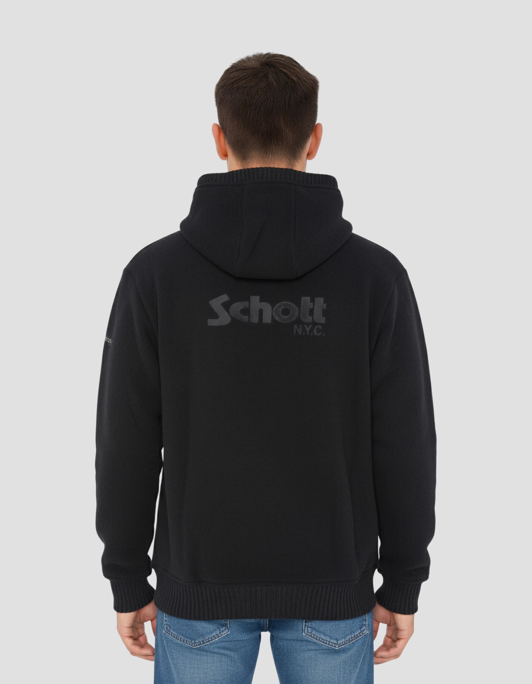 Sudadera polar con cremallera negra a con capucha con capucha-4