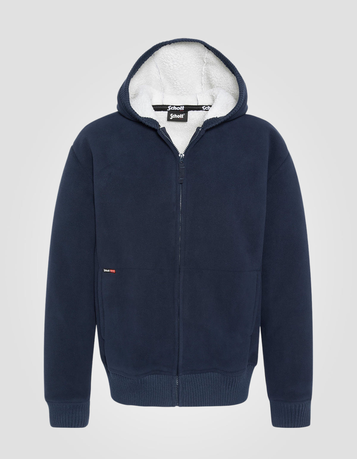 Navy zipped polar sweatshirt for hooded - SW550 | Schott NYC®