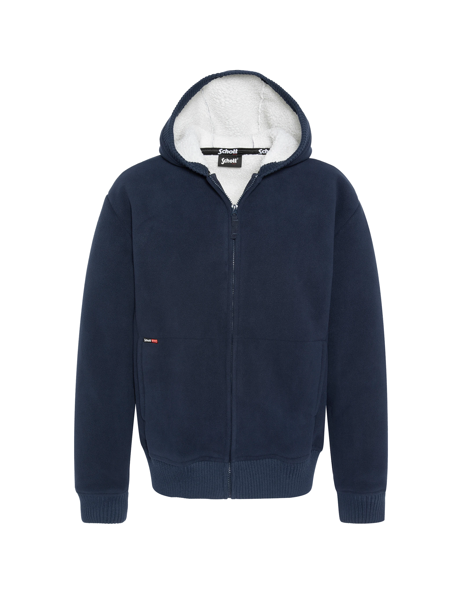 Navy zipped polar sweatshirt for hooded - SW550 | Schott NYC®