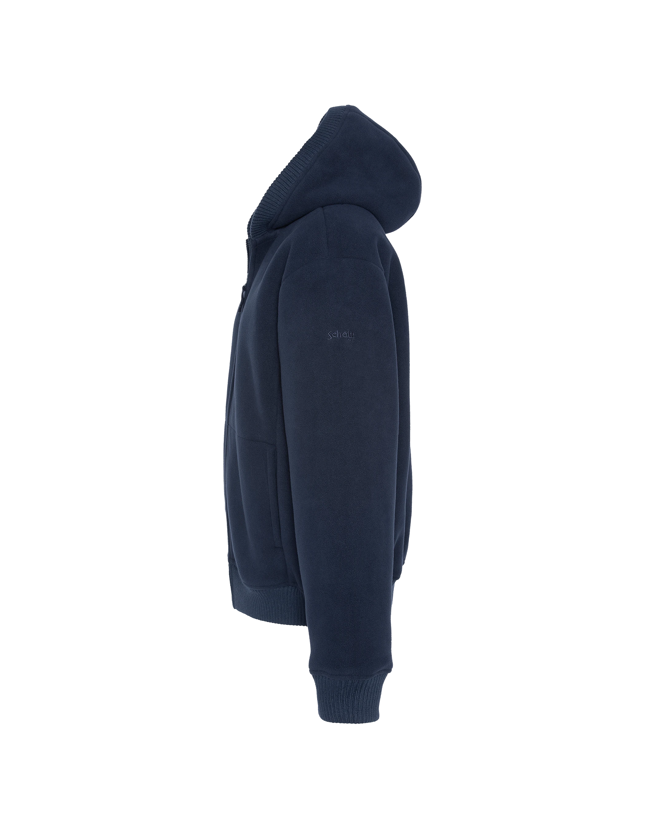 Sweatshirt polaire zippé bleu marine à capuche-3