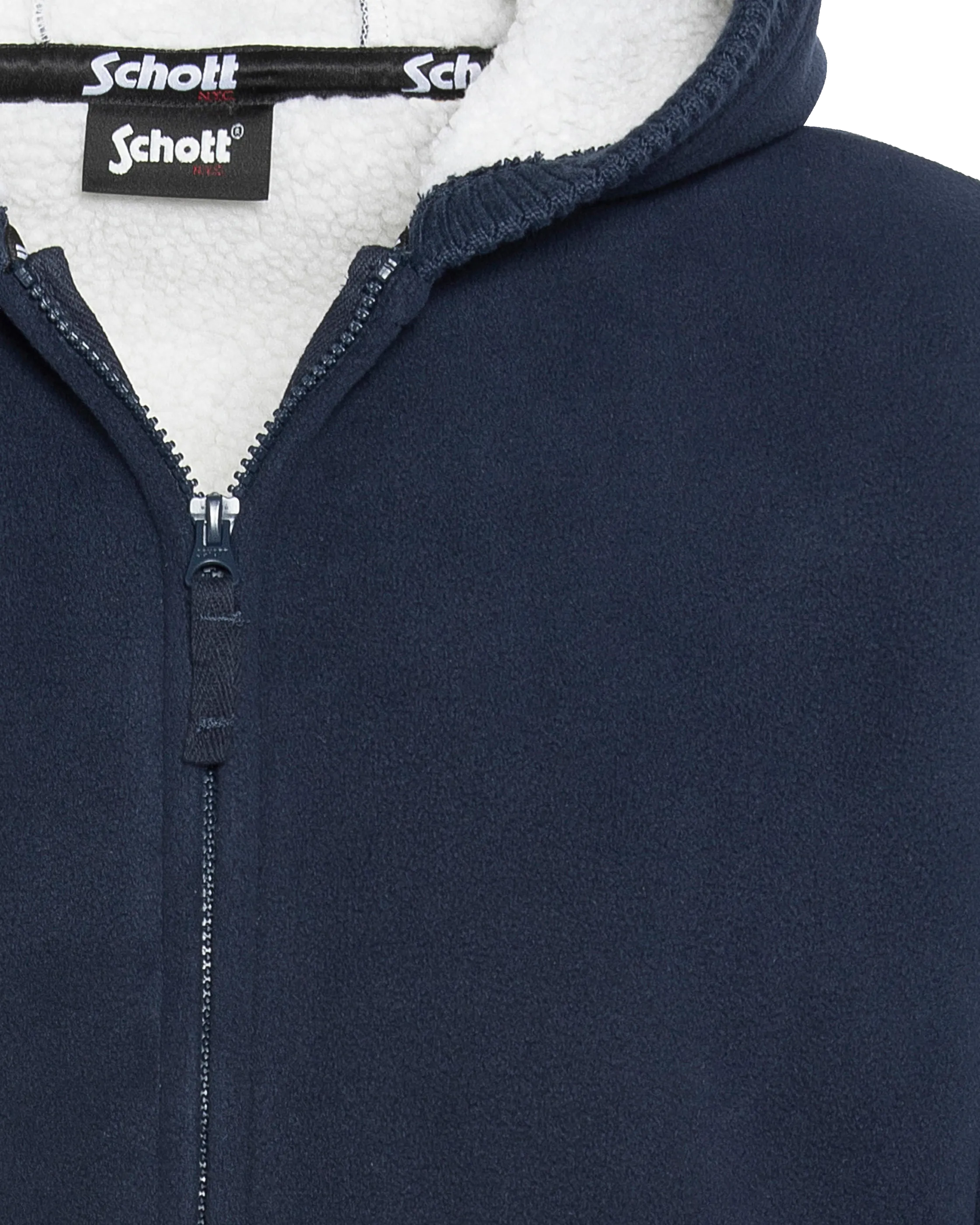 Sweatshirt polaire zippé bleu marine à capuche-4