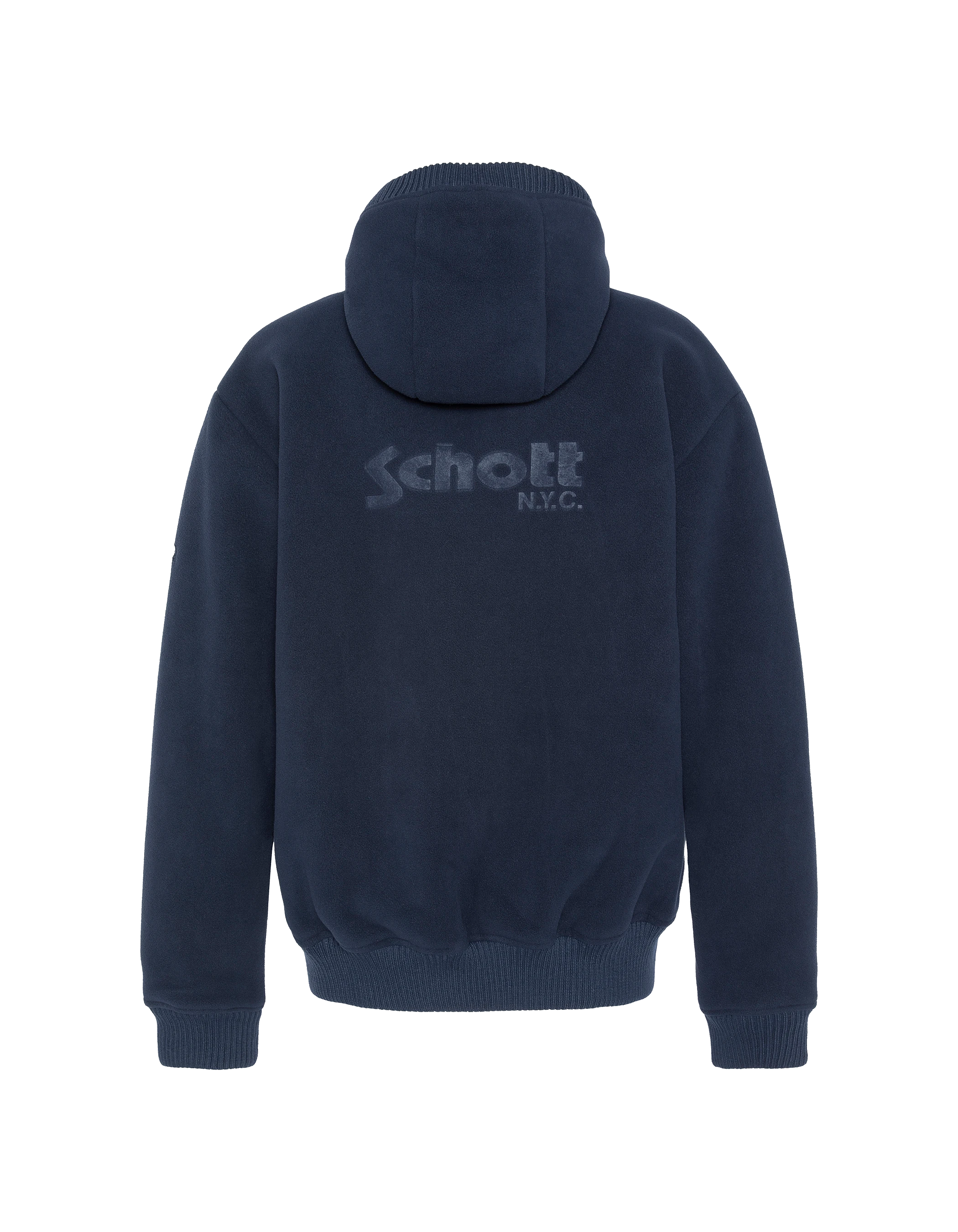 Sweatshirt polaire zippé bleu marine à capuche-2